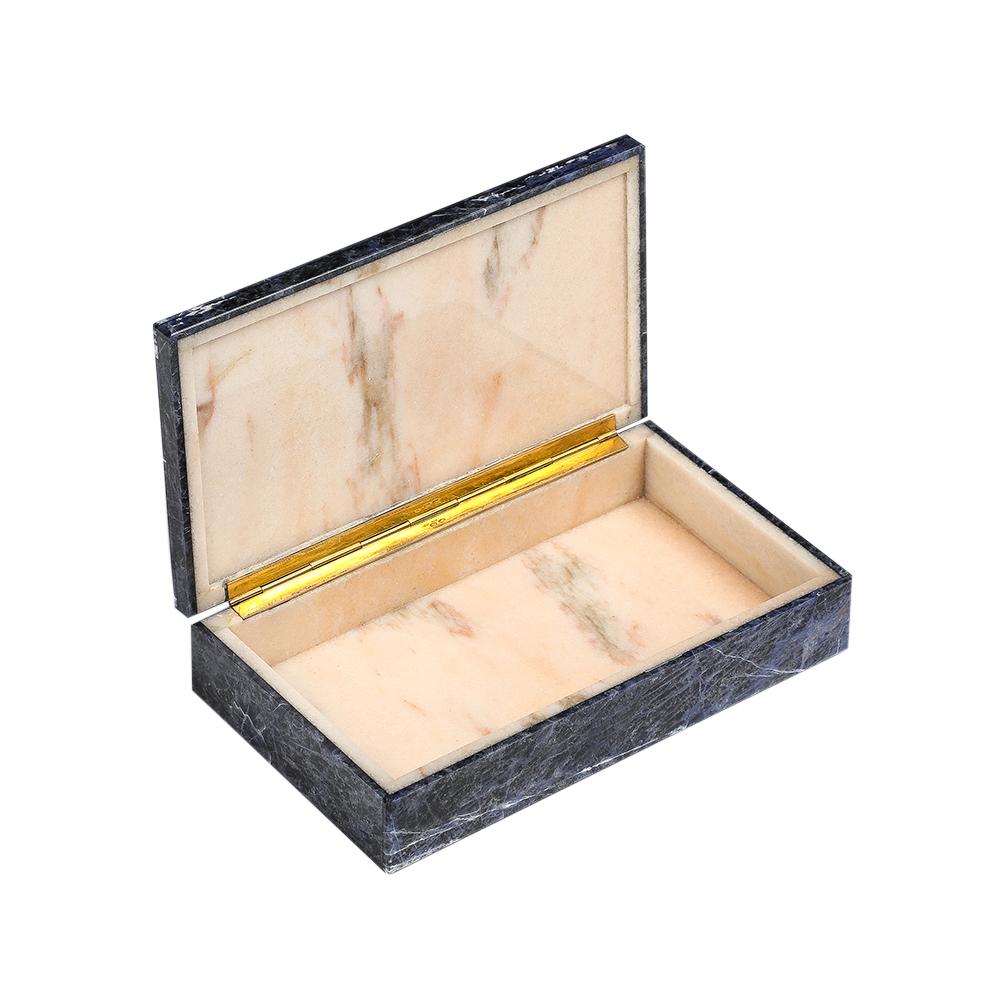 Caja de piedra sodalita azul, con bisagra, firmada 800 Silver en venta 1