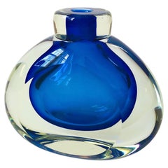 Vintage Blue Sommerso Art Glass Vase