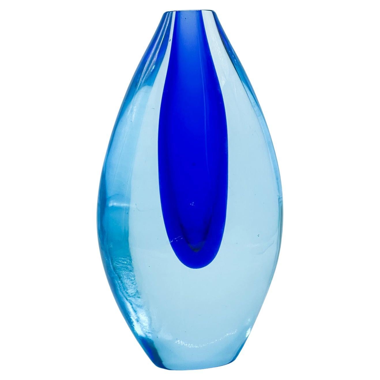 Vase Sommerso bleu de Flavio Poli pour Seguso