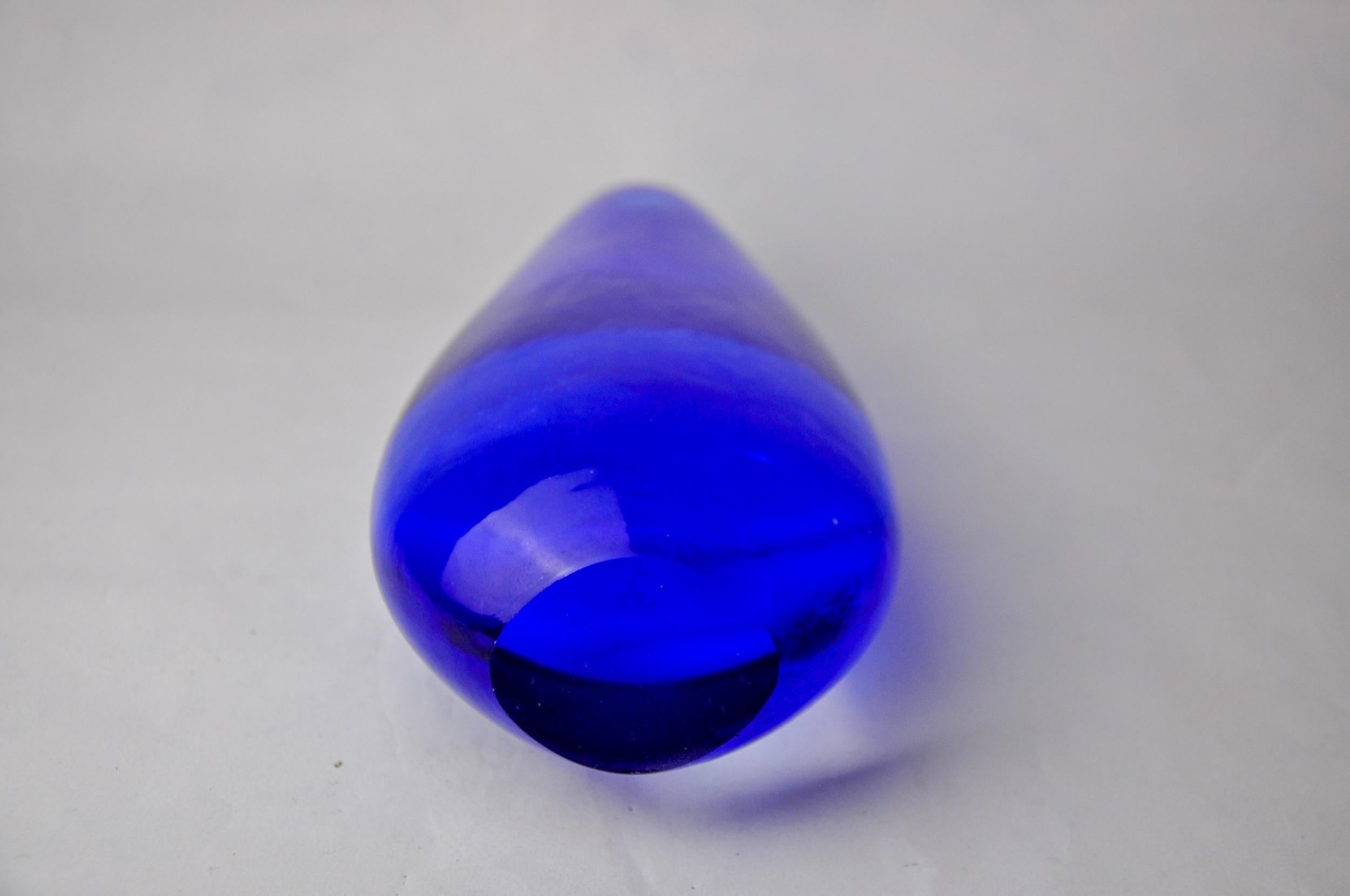 Blaue Sommerso-Vase von Seguso, Murano-Glas, Italien, 1970 (Kristall) im Angebot