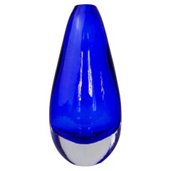 Blaue Sommerso-Vase von Seguso, Murano-Glas, Italien, 1970