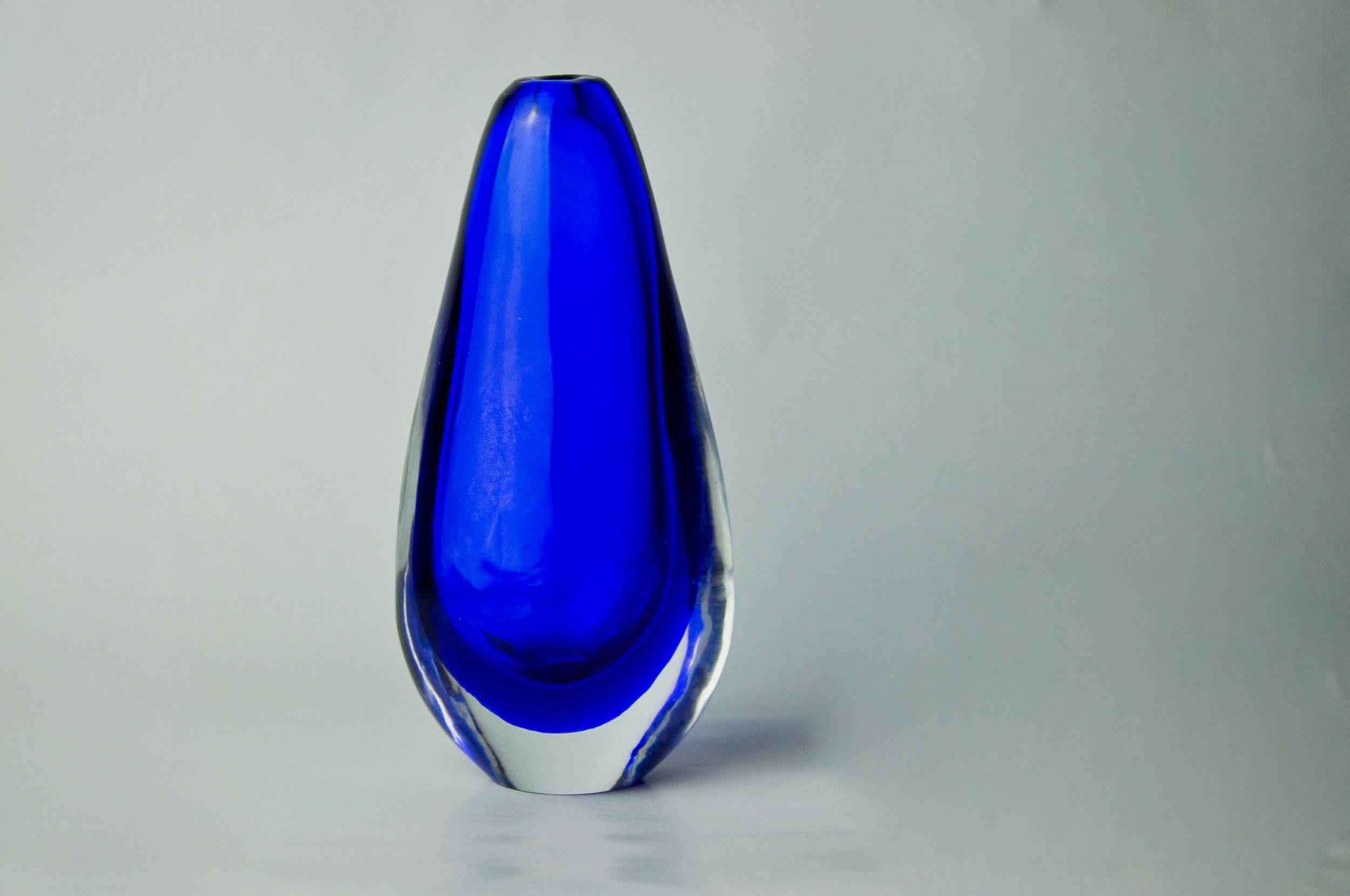 Italian Blue Sommerso Vase, Murano Glass, Italy, 1970 For Sale