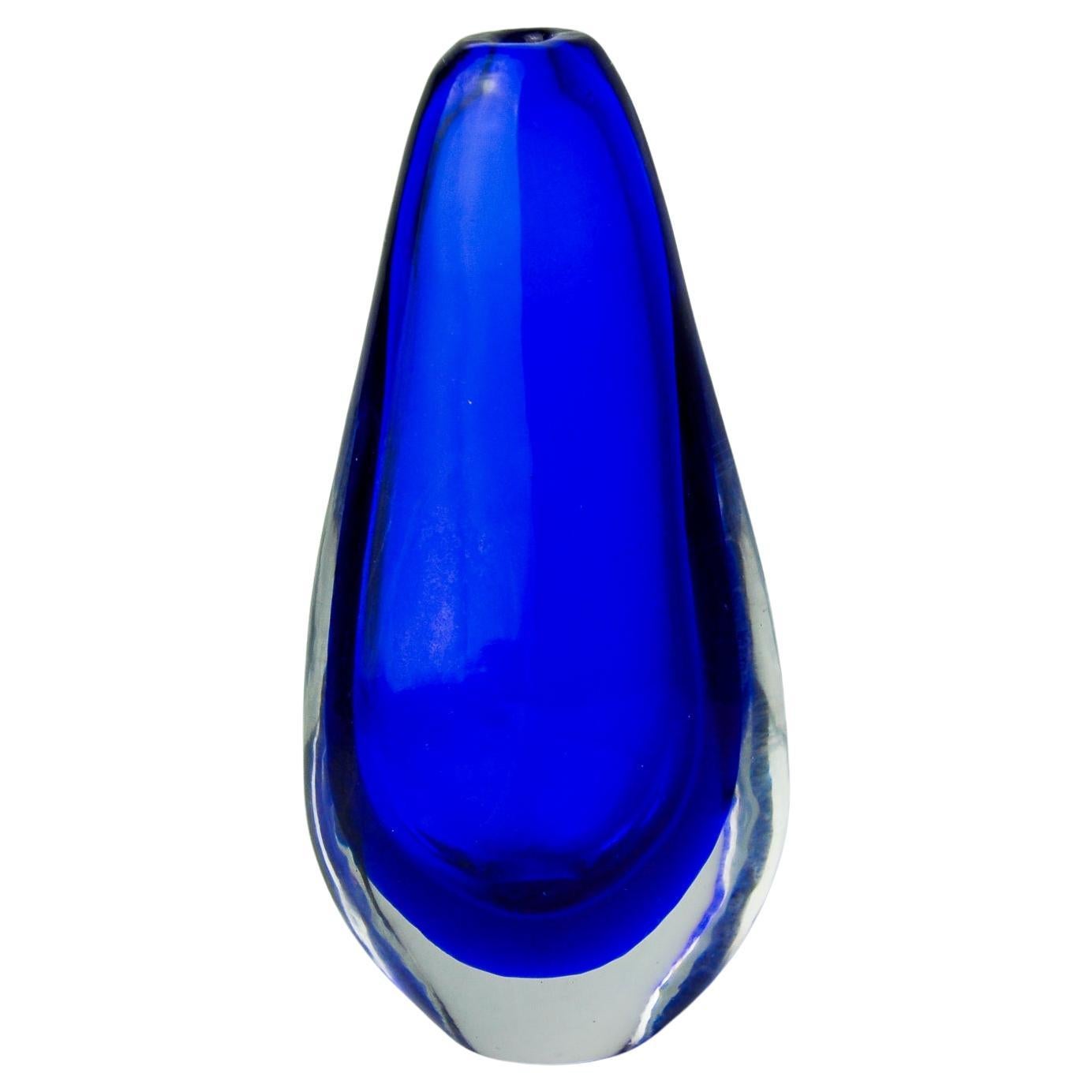 Blue Sommerso Vase, Murano Glass, Italy, 1970