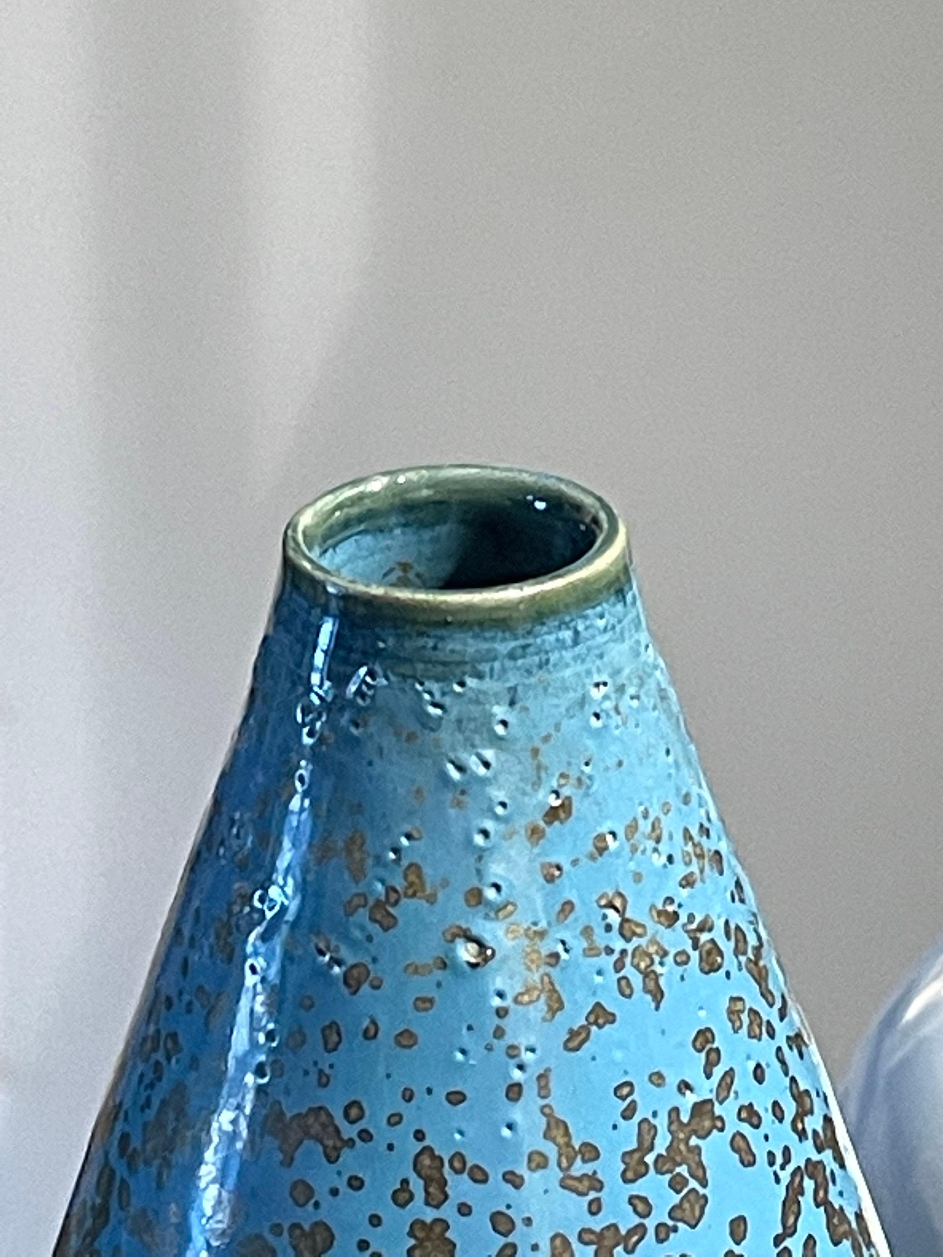Chinese Blue Speckle Glaze Tear Drop Shape Vase, China, Contemporary