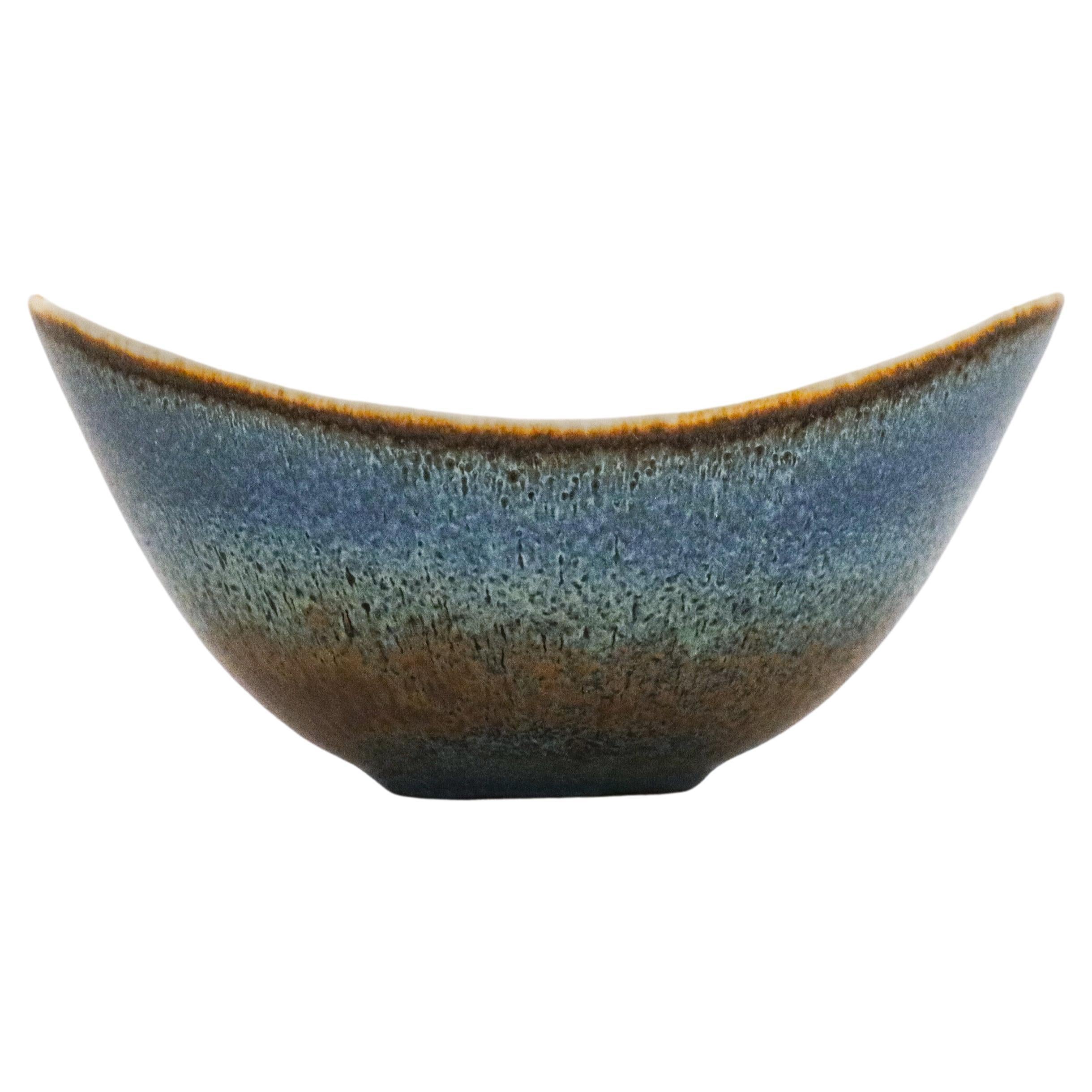 Blue Speckled Bowl, Gunnar Nylund, Rörstrand, 1950s, Mid Century Vintage