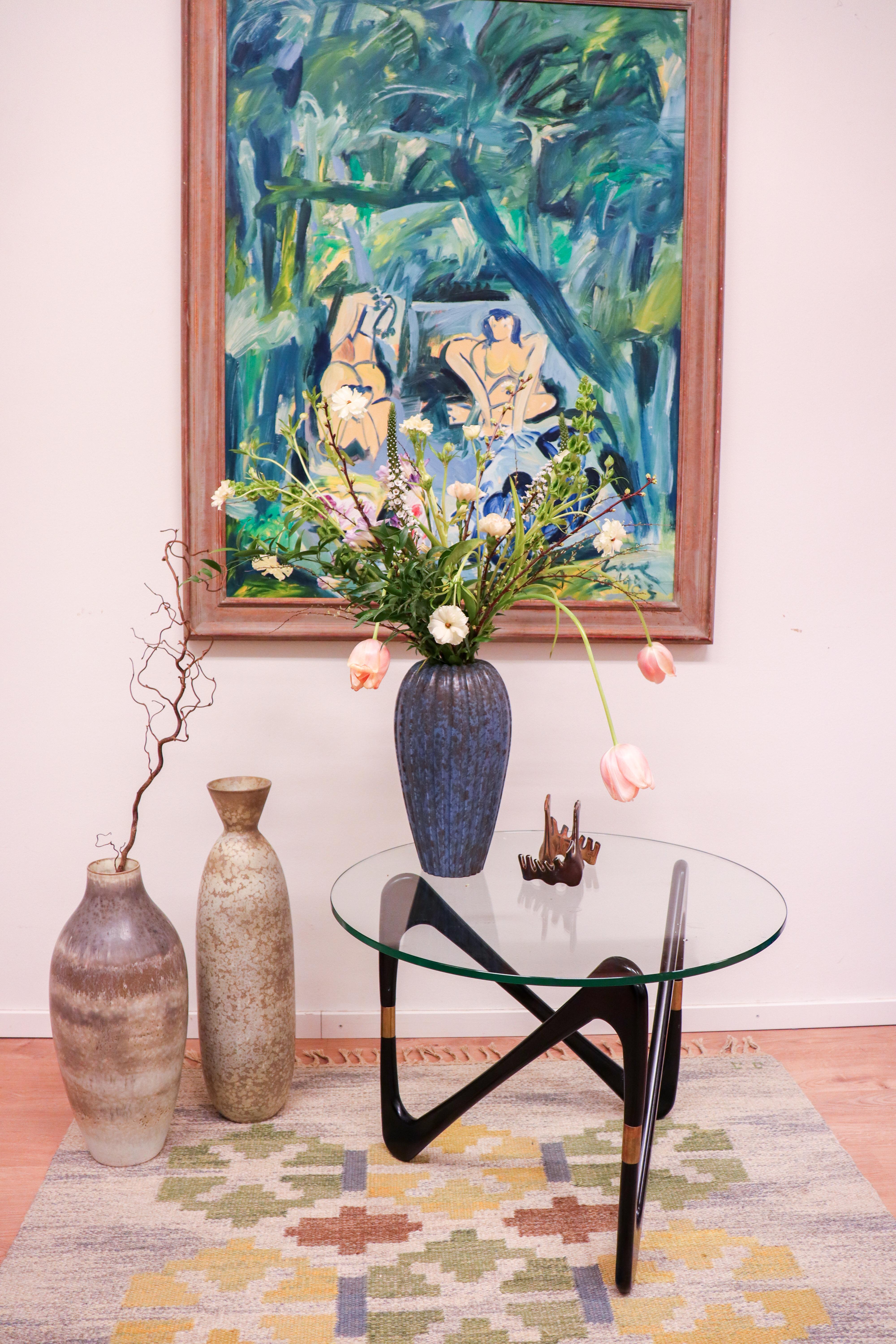 Blaue gesprenkelte Keramikvase - 