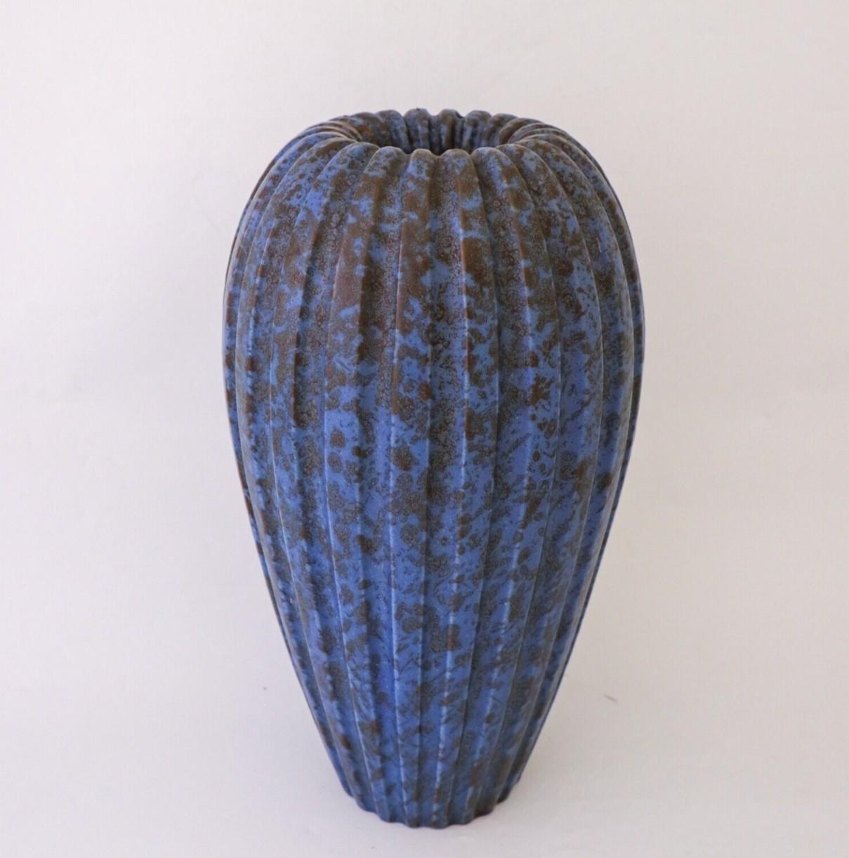 Blaue gesprenkelte Keramikvase - 