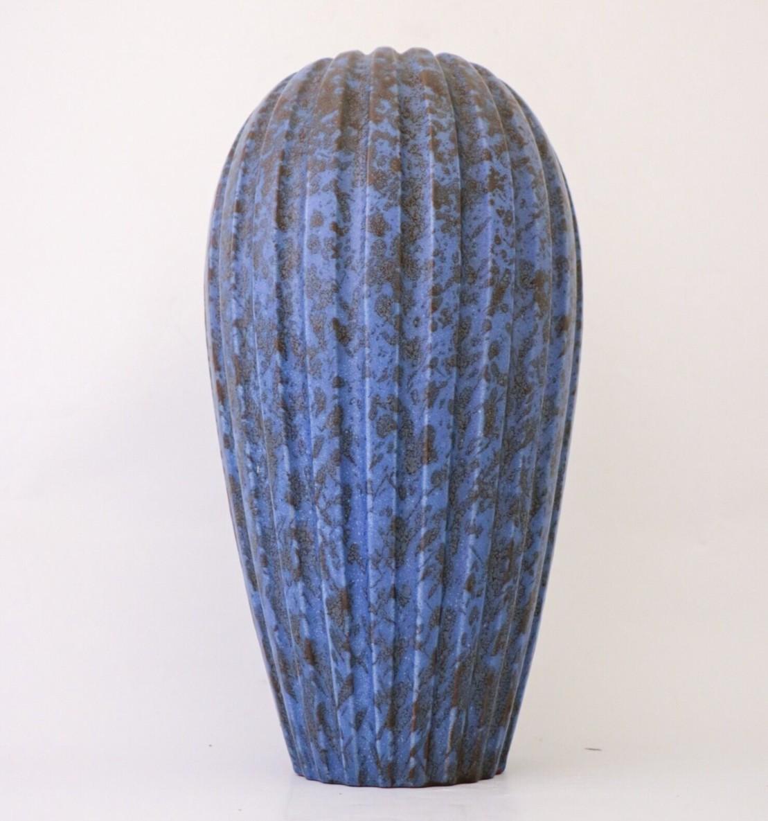 Blaue gesprenkelte Keramikvase - 
