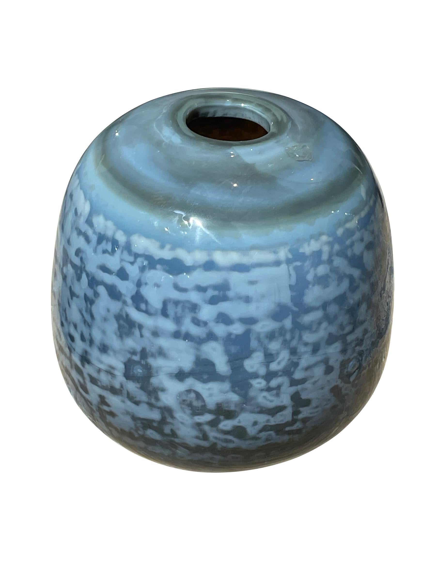 Contemporary Romanian glass vase with speckle design
Shades of blue, grey and green
Two available
