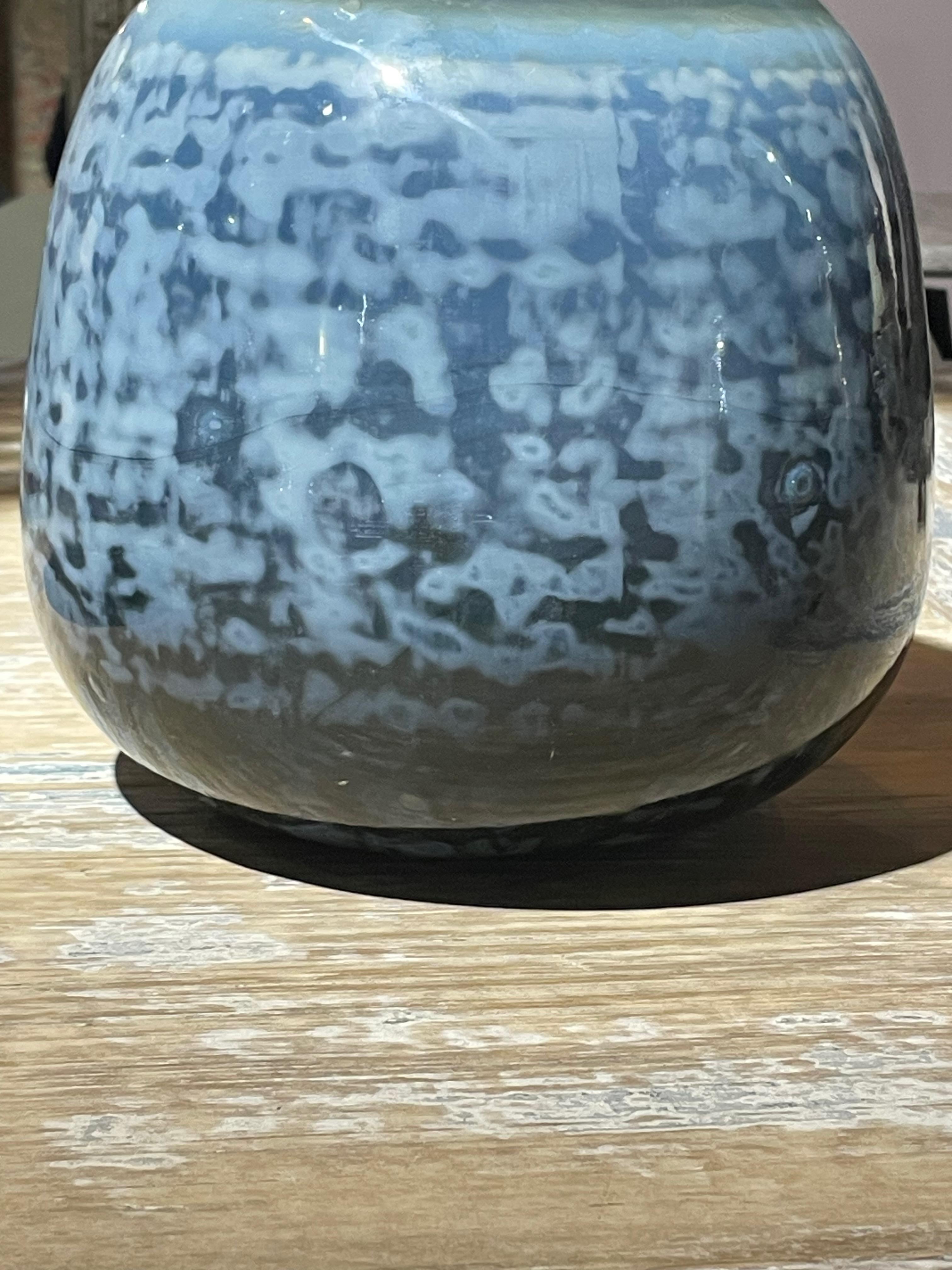 Blue Speckled With Grey And Green Glass Vase, Romania, Contemporary In New Condition For Sale In New York, NY