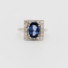 Blue Spinel and Diamond Cocktail ring in 14k White Gold