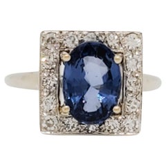 Blue Spinel and Diamond Cocktail ring in 14k White Gold