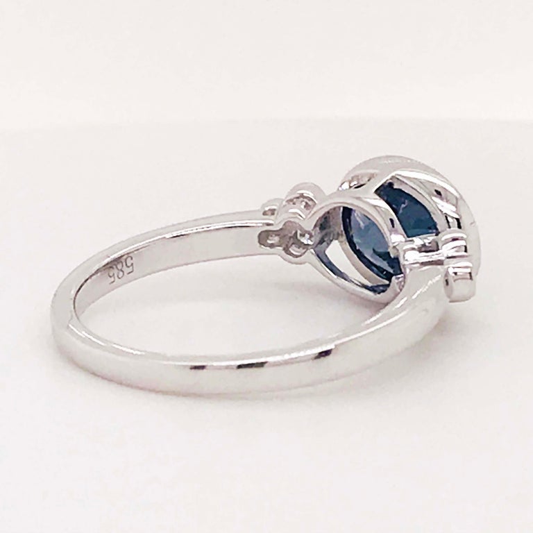 Customizable Blue Spinel and Diamond Ring 14 Karat White Gold Bezel Set ...