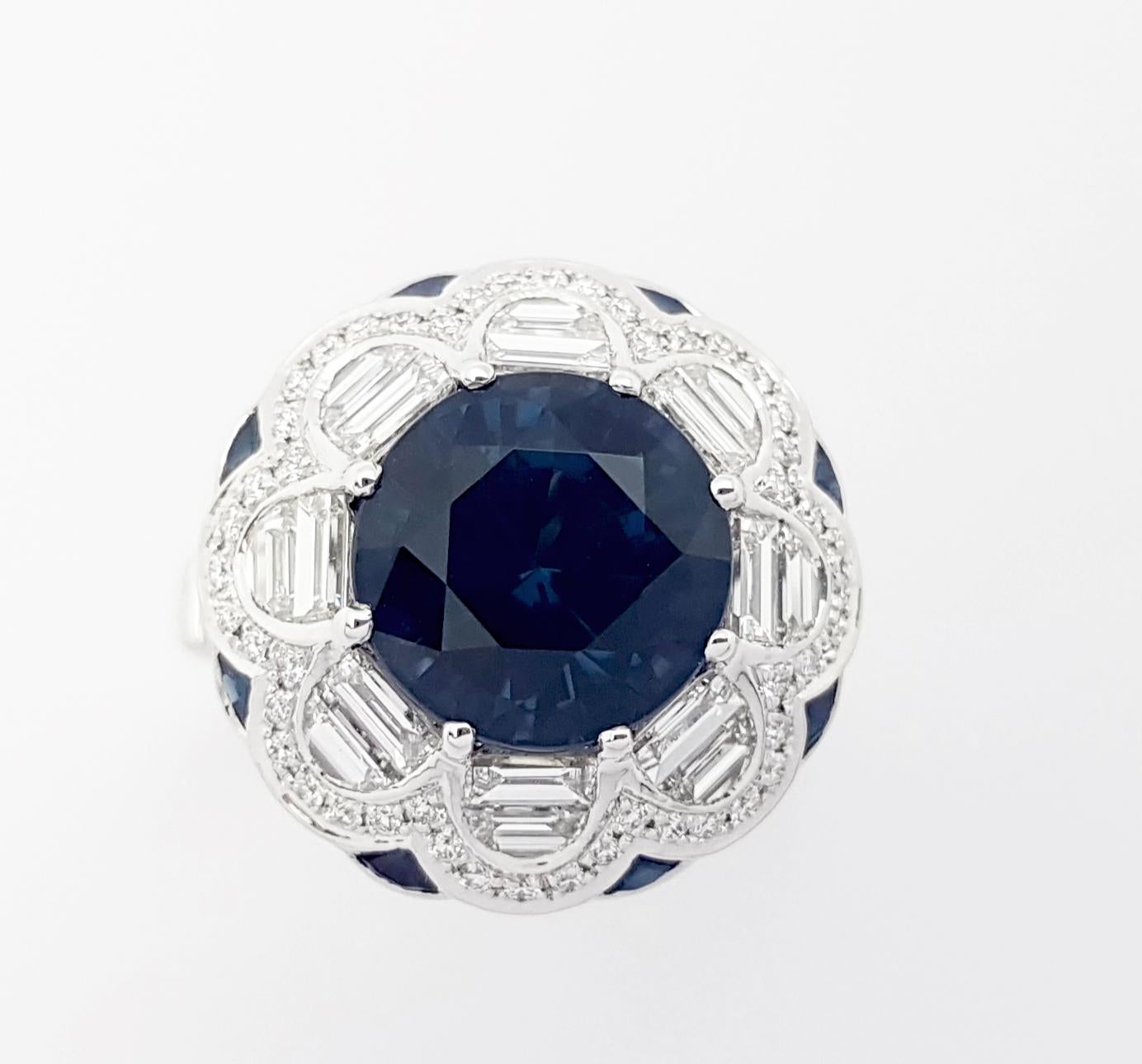 Ring aus 18 Karat Weißgold mit blauem Spinell, blauem Saphir und Diamant in Fassungen im Angebot 5