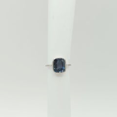 Blue Spinel Solitaire Ring in Platinum