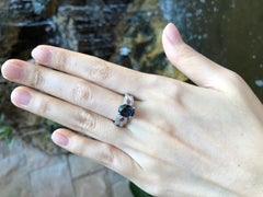 Certified Unheated Cobalt Blue Spinel with Diamond Ring in 18K White Gold