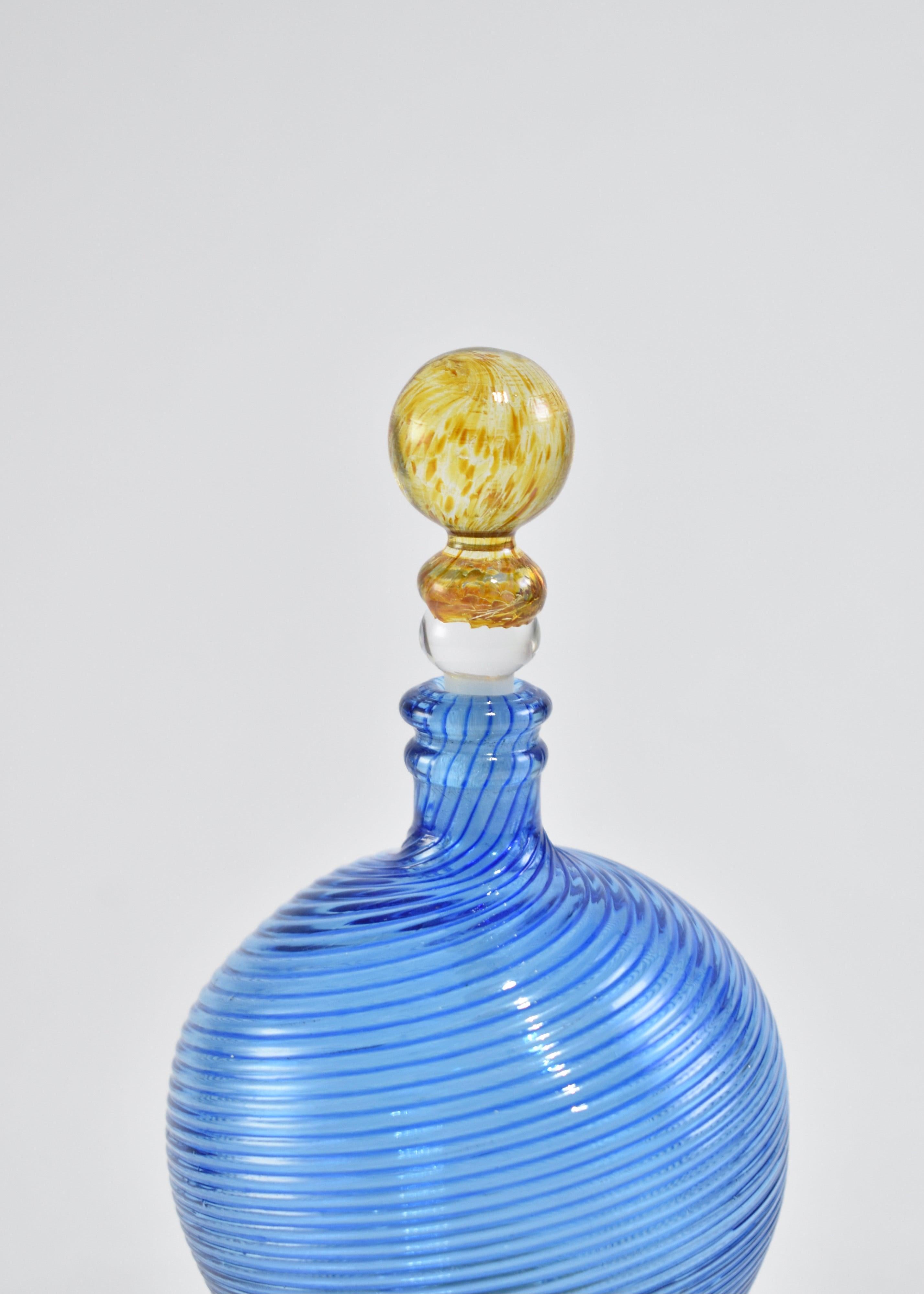 Blown Glass Blue Spiral Perfume Bottle