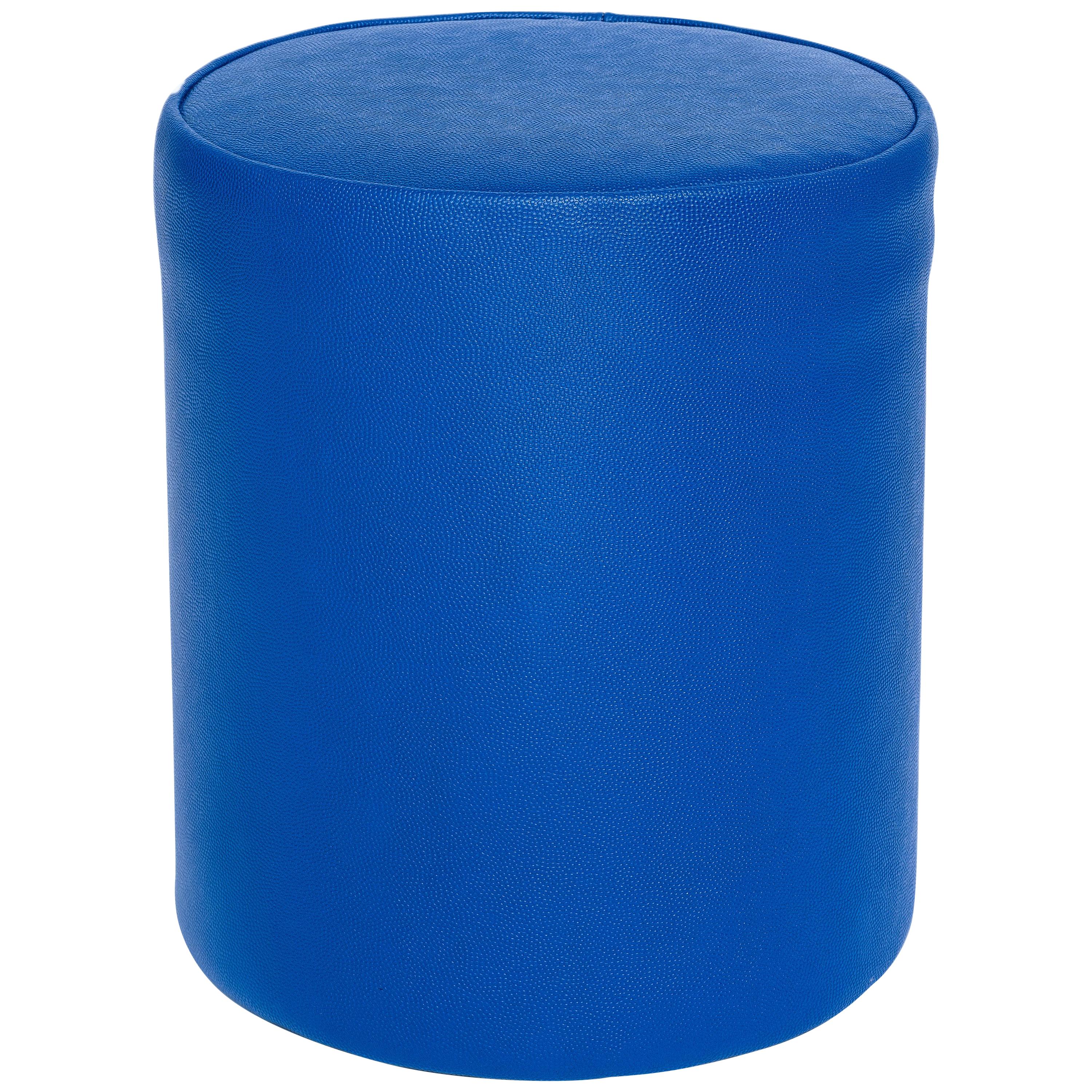 Blue Sport Pouf in Basketball Game-Ball Leather For Sale