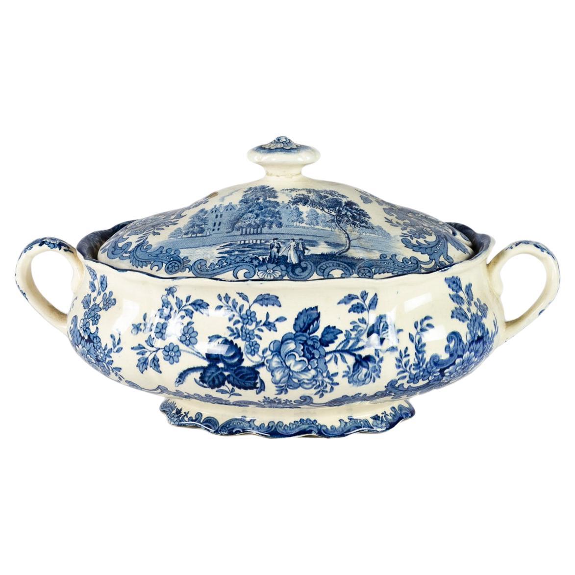 Soupière bleue du Staffordshire, Scènes Avon, Angleterre, années 1900