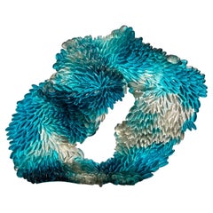 Blue Stain, Unique Glass Sculpture in Teal Blue & Grey by Nina Casson McGarva