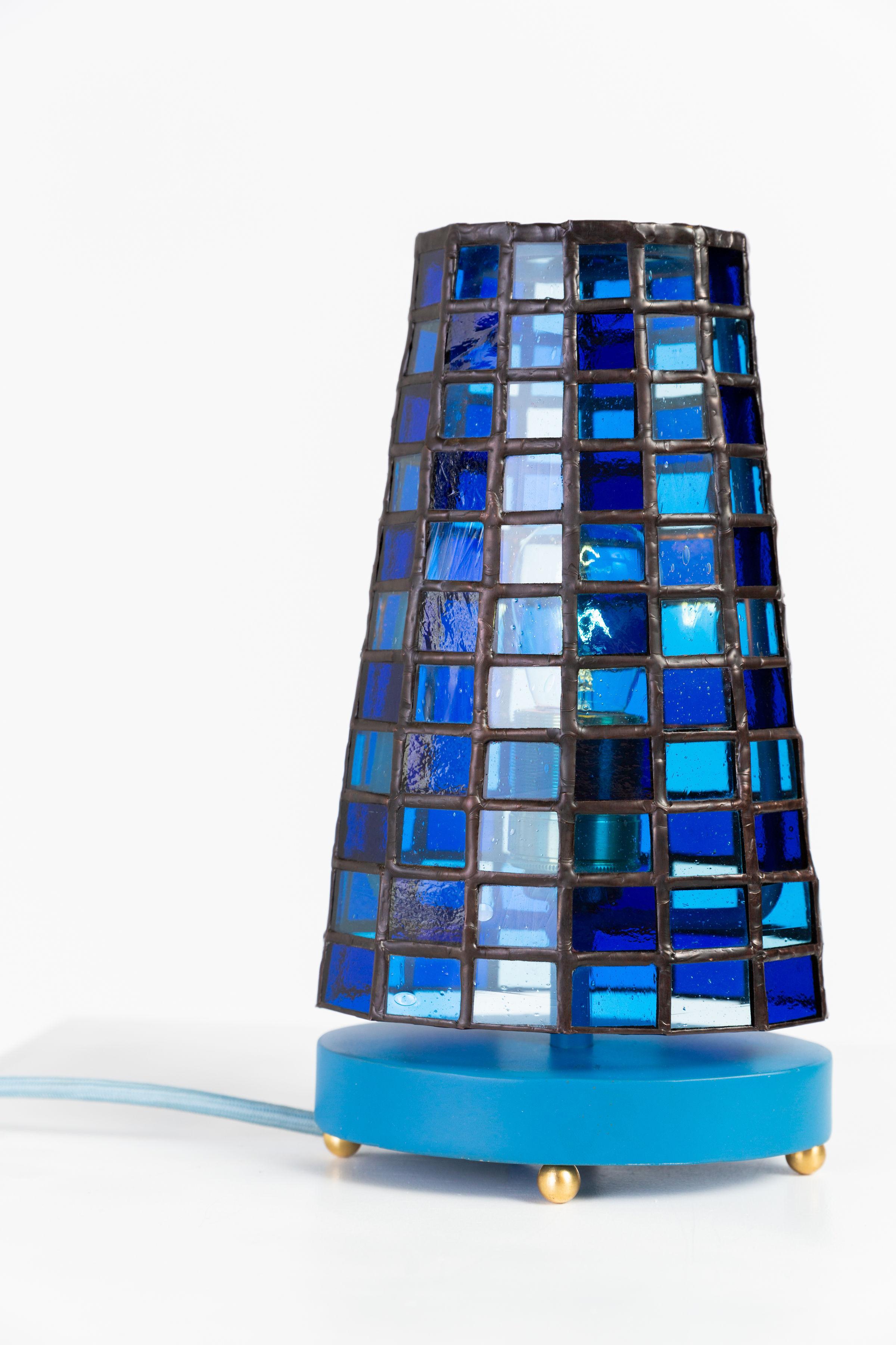 blue stained glass lamp