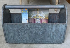 Blue Stained Wood Magazine Rack