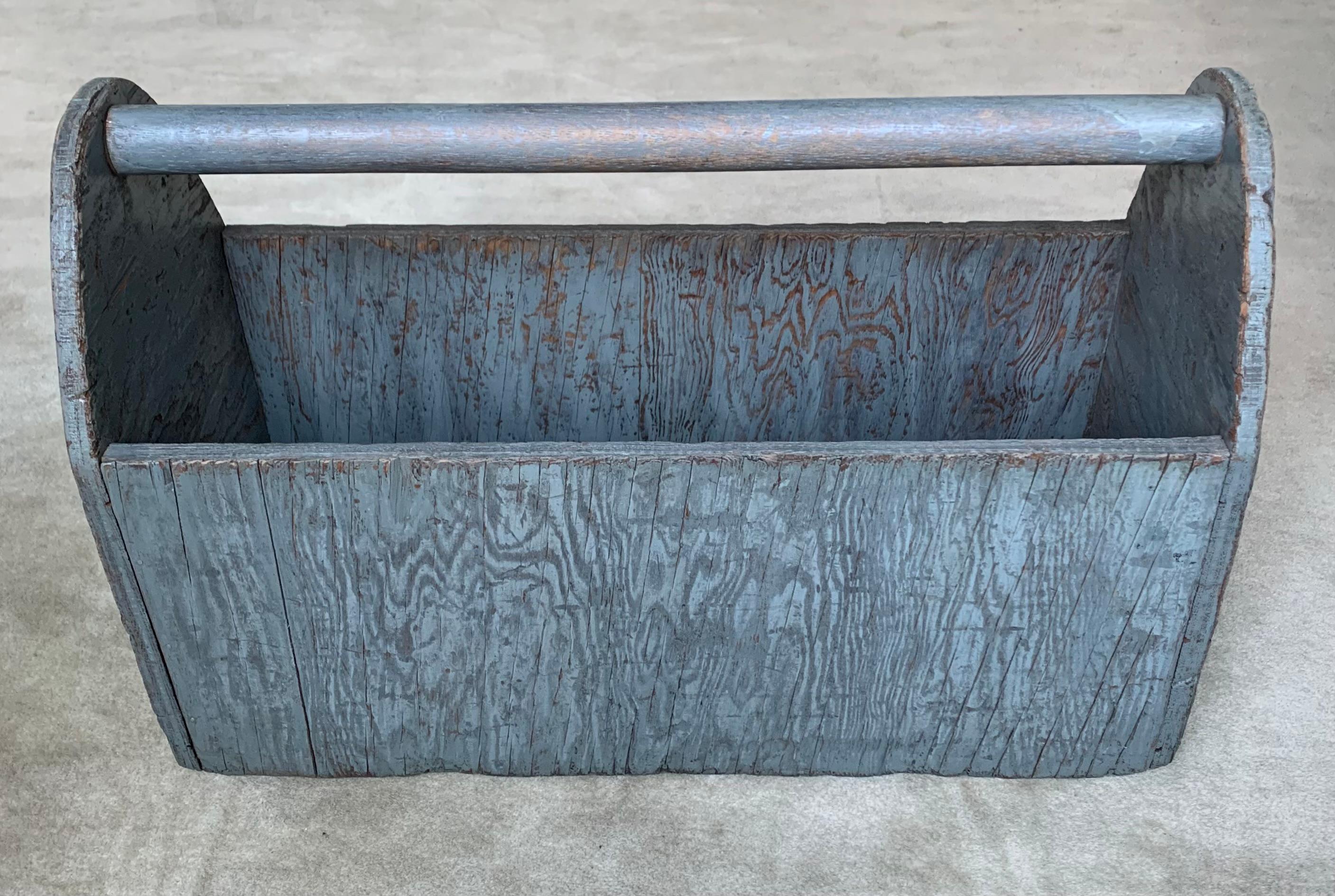 American Blue Stained Wood Magazine Rack