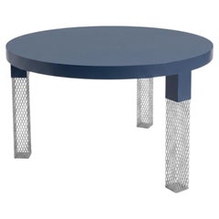 Blue-stained wooden round table by Cappellini – 3 legs