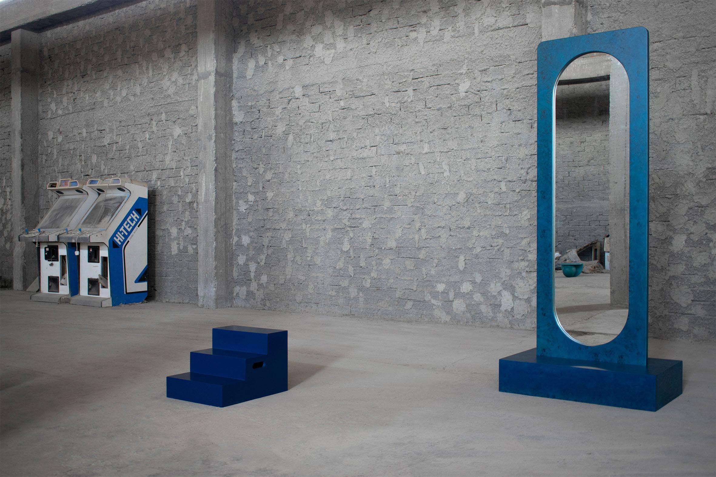 Blue Standing Mirror by Studio Christinekalia For Sale 2