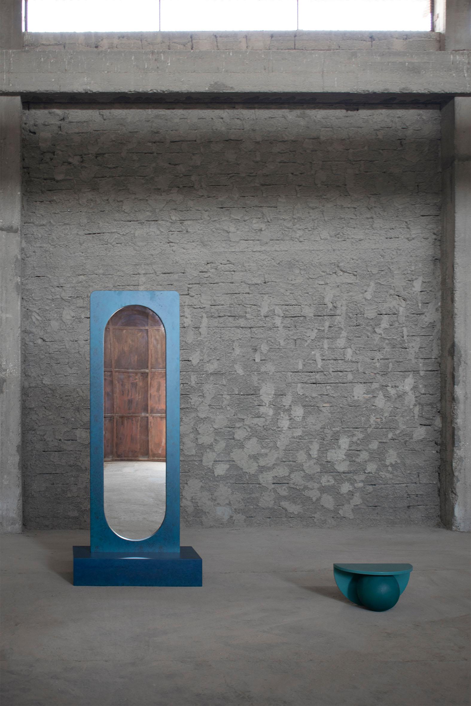 Blue Standing Mirror by Studio Christinekalia For Sale 4