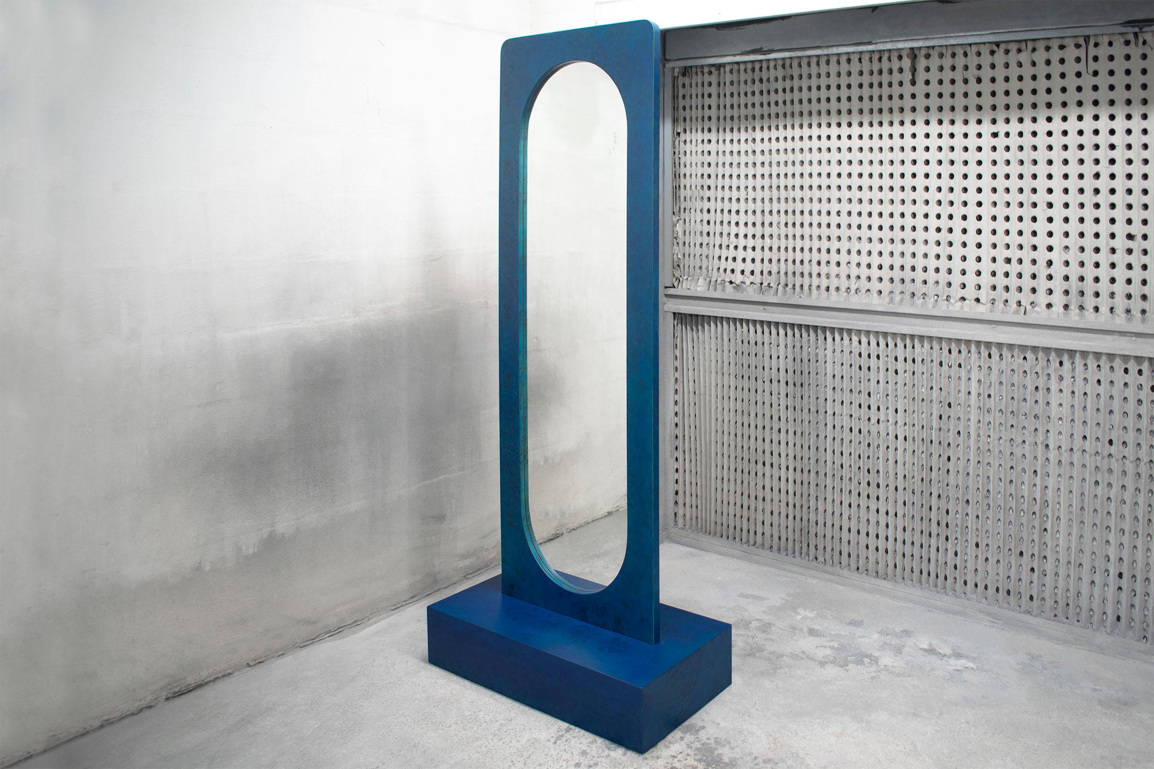 Post-Modern Blue Standing Mirror by Studio Christinekalia