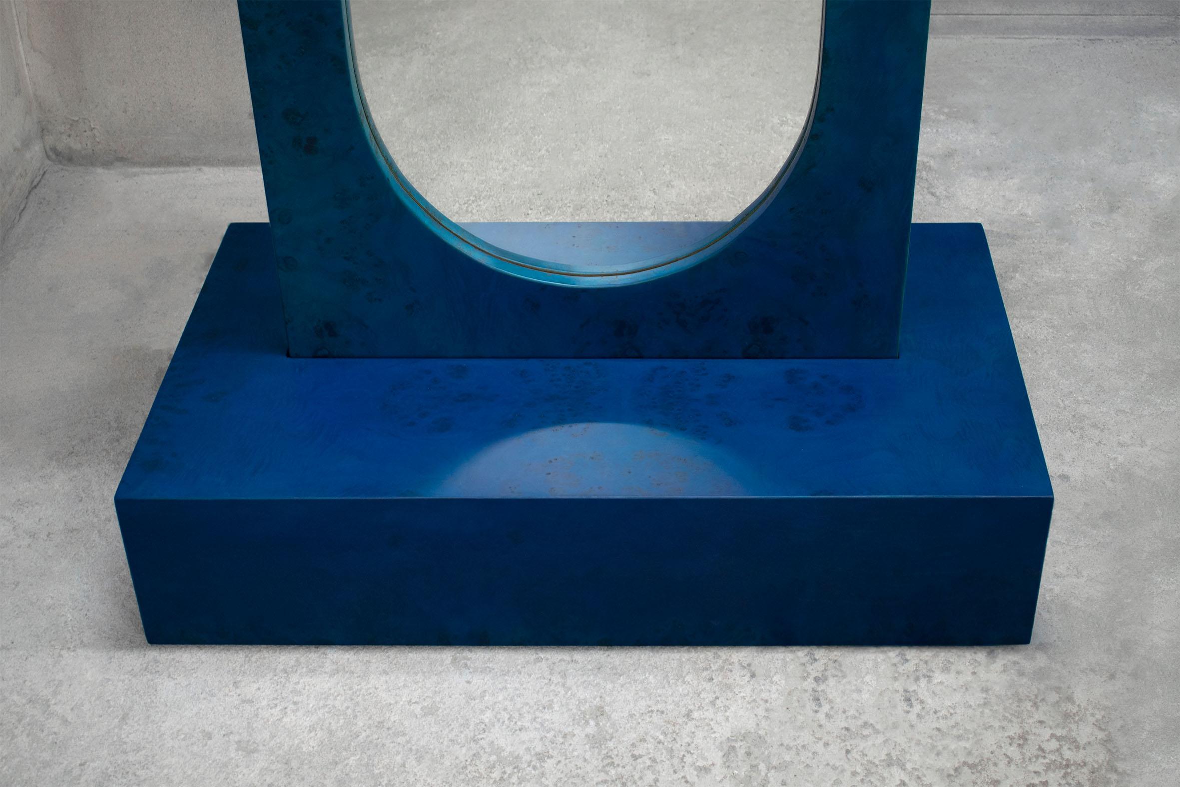 Veneer Blue Standing Mirror by Studio Christinekalia For Sale
