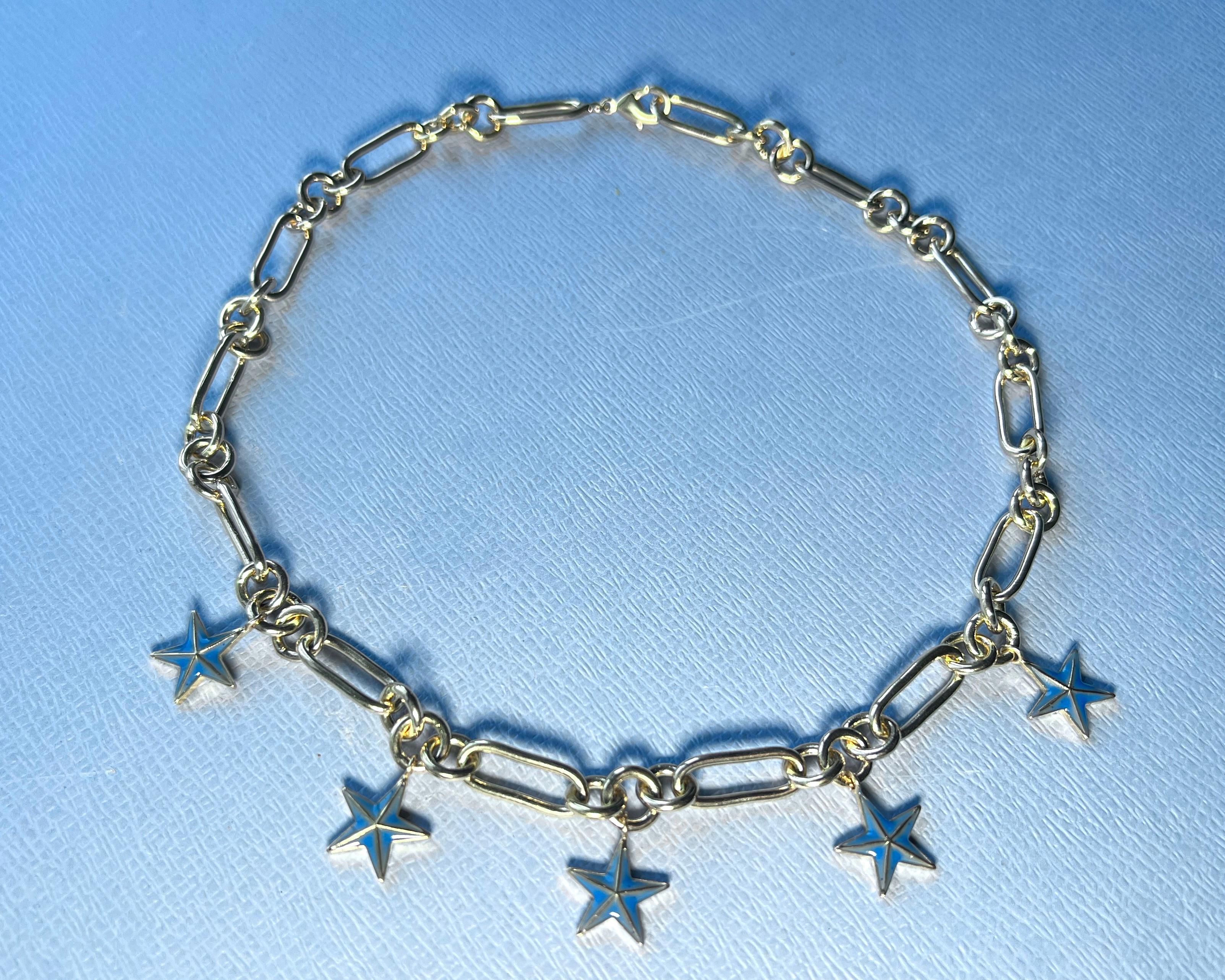 Collana a catena con ciondolo a forma di stella blu in vendita 6