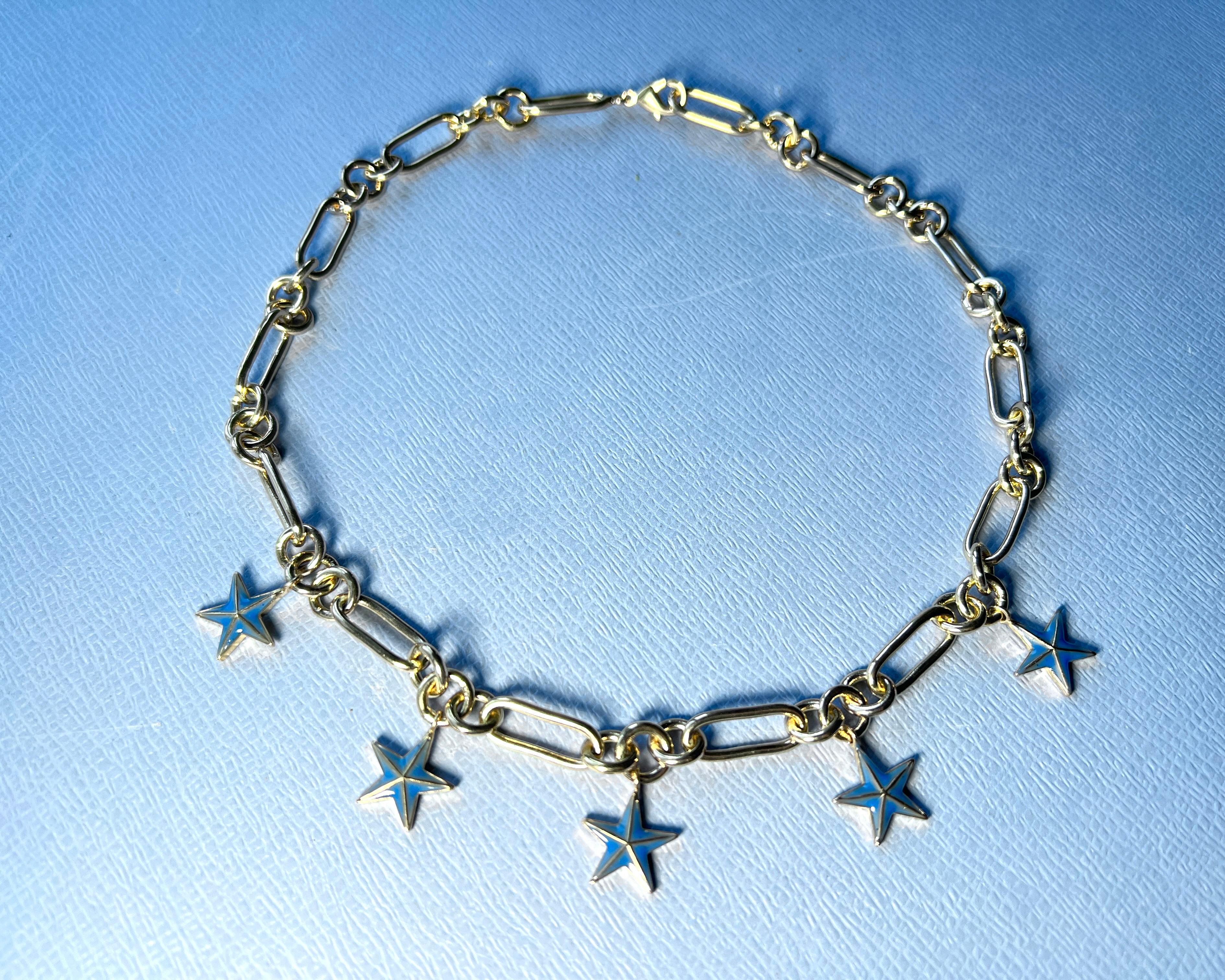Collana a catena con ciondolo a forma di stella blu in vendita 7
