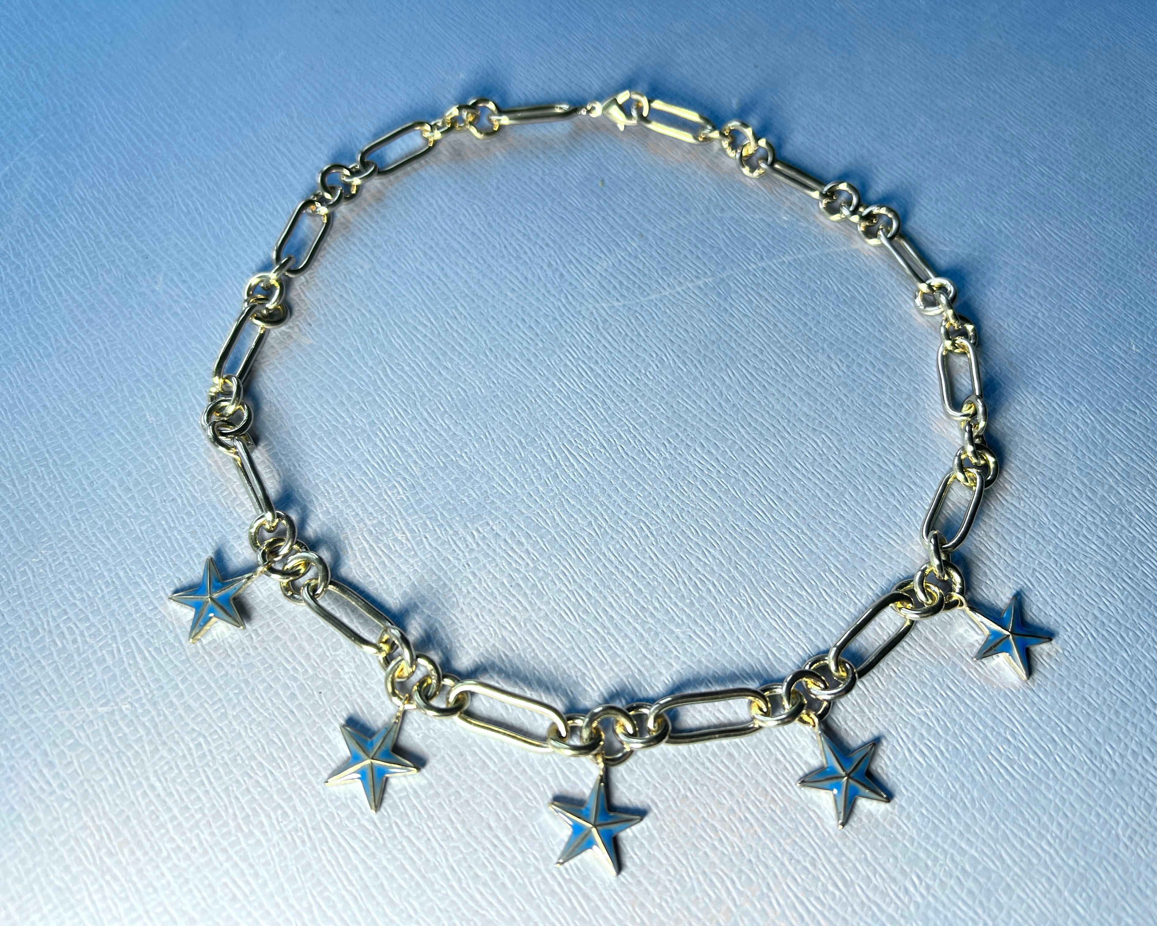 Collana a catena con ciondolo a forma di stella blu in vendita 8