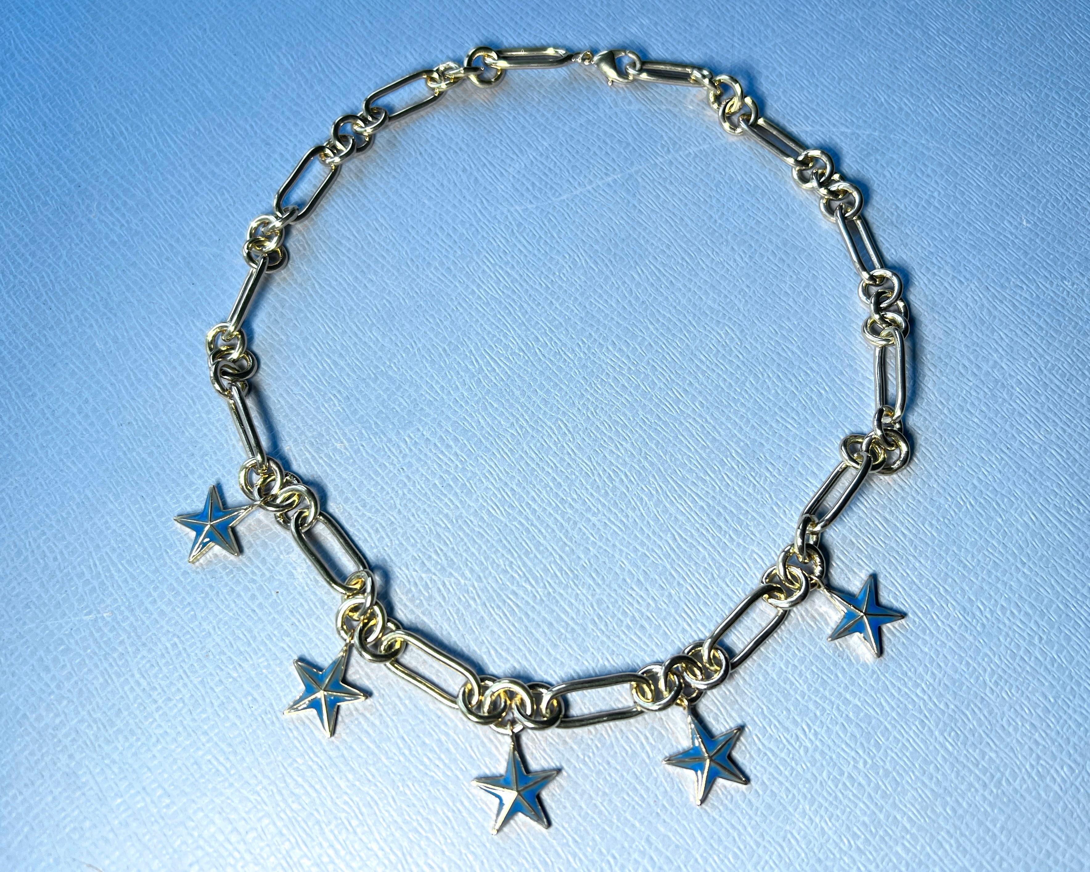 Collana a catena con ciondolo a forma di stella blu in vendita 2