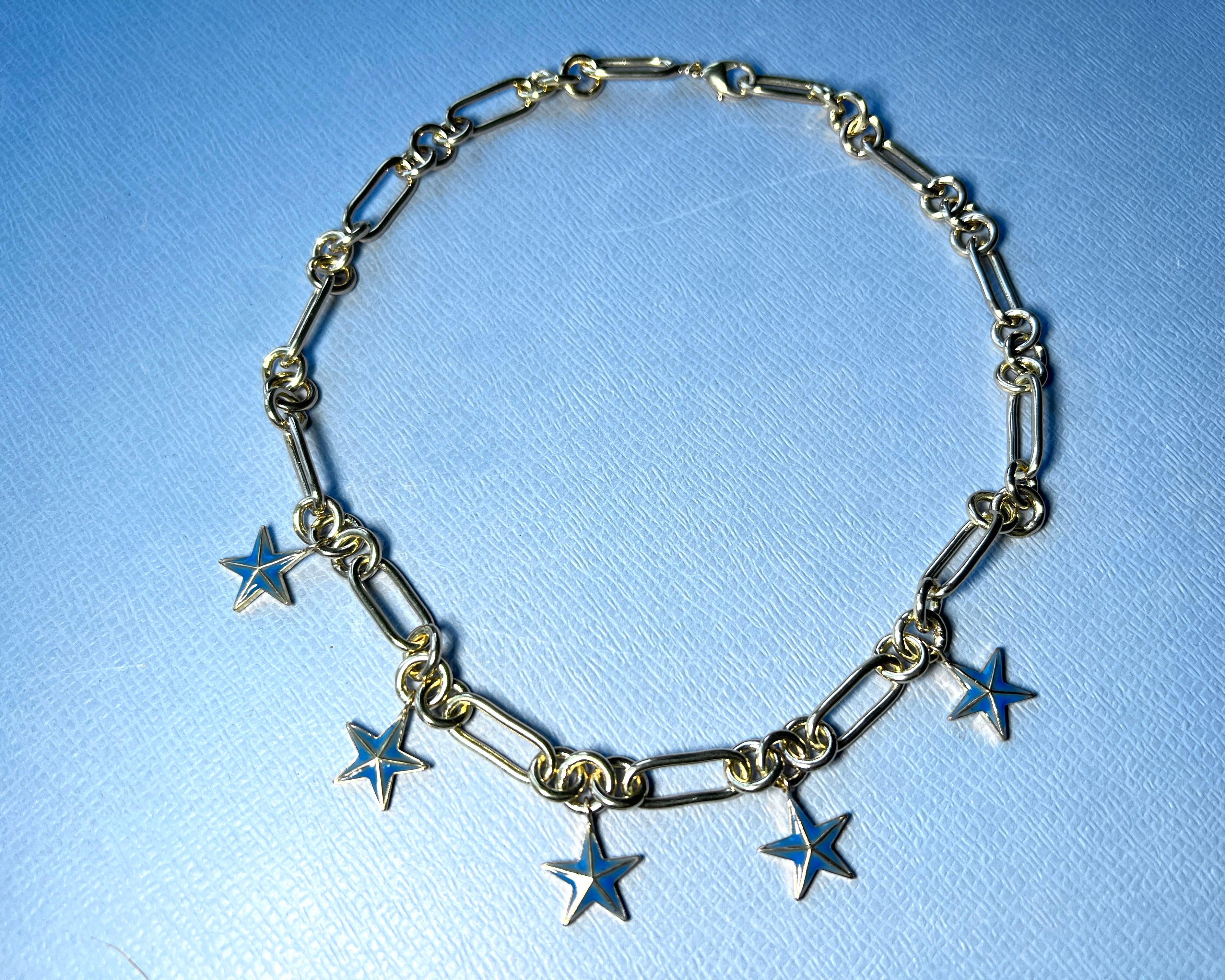 Collana a catena con ciondolo a forma di stella blu in vendita 3