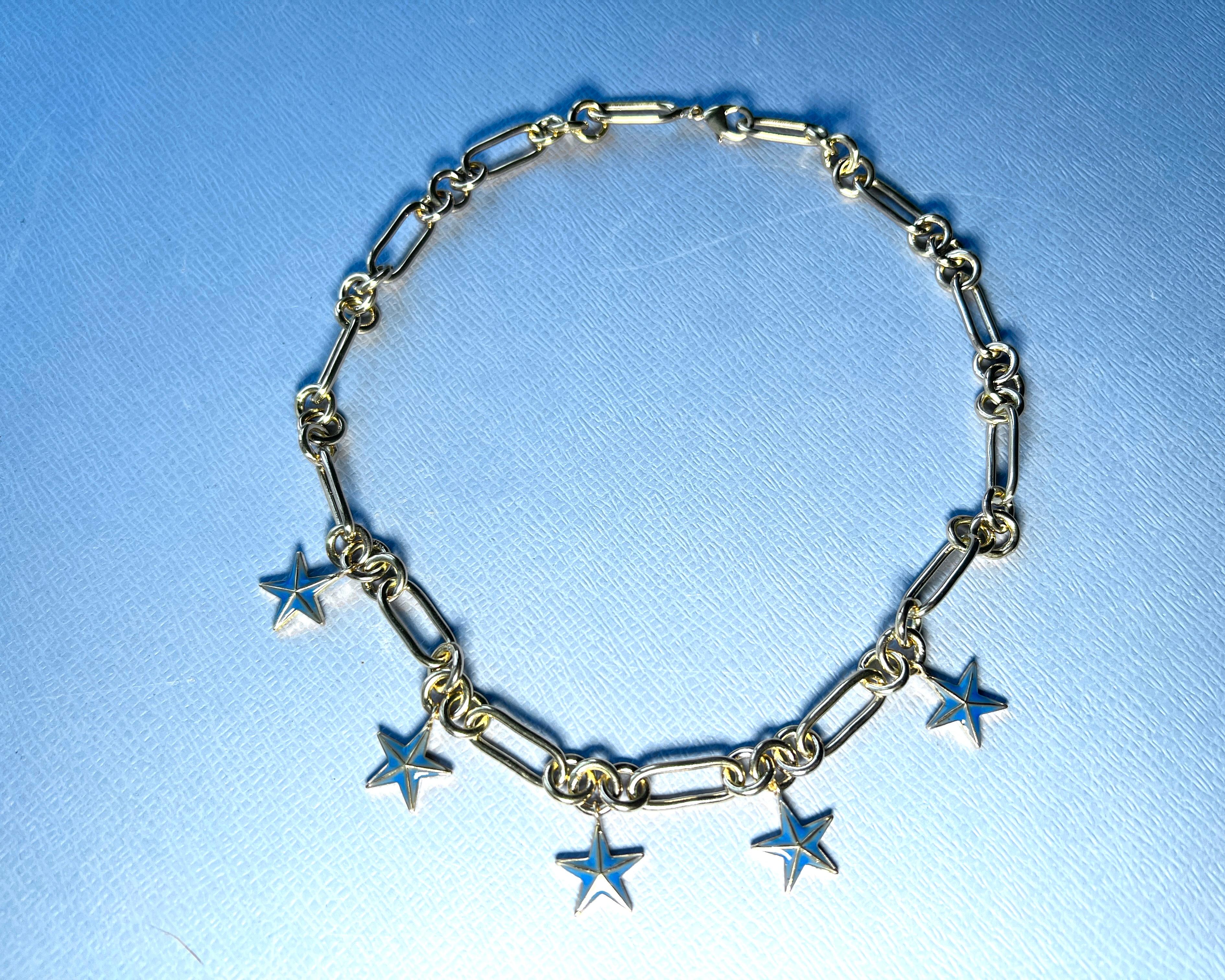 Collana a catena con ciondolo a forma di stella blu in vendita 4