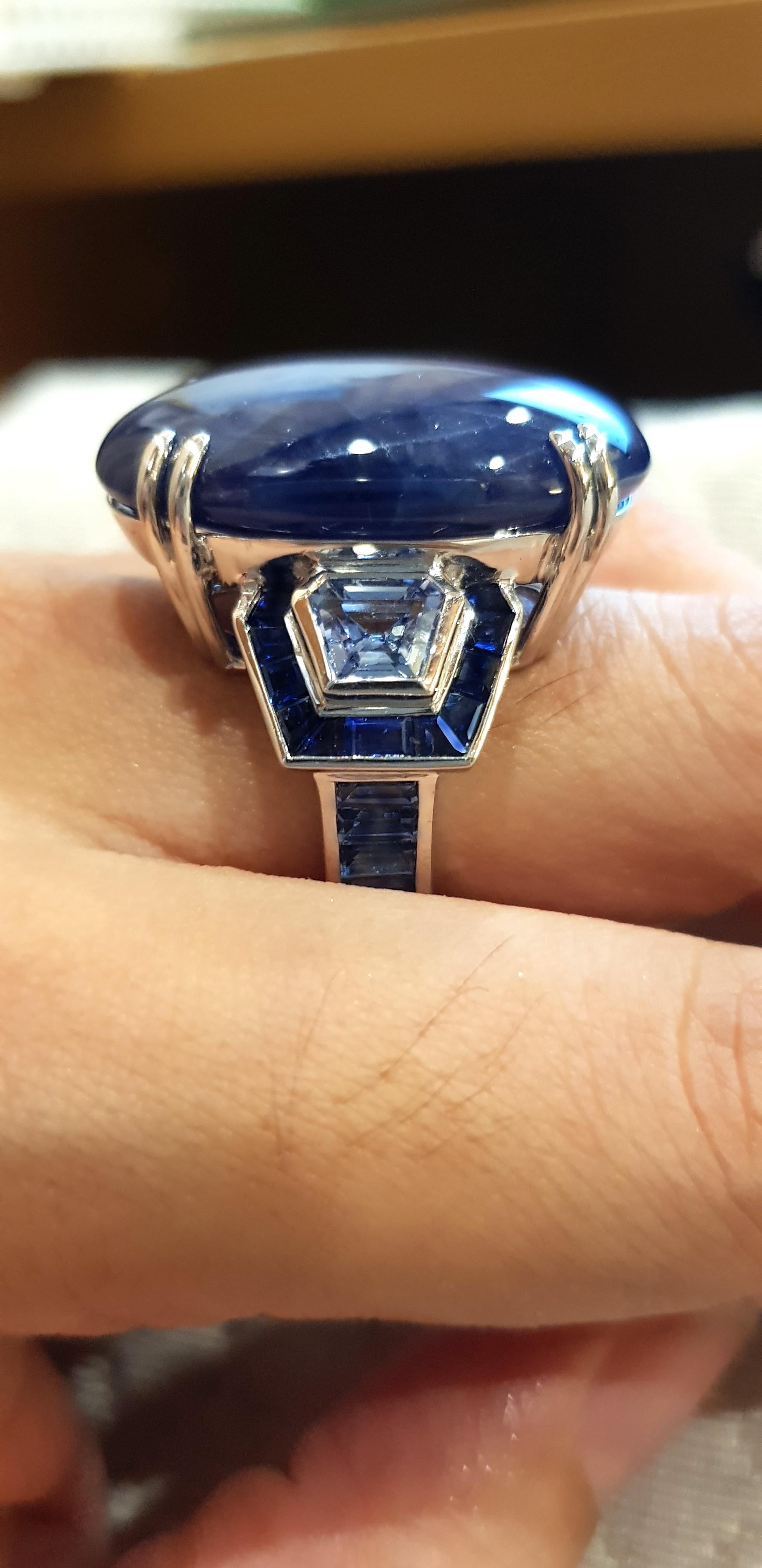 blue star sapphire ring with diamonds