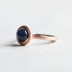 Blue Star Sapphire Ring, 14 Karat Rose Gold Sapphire Ring
