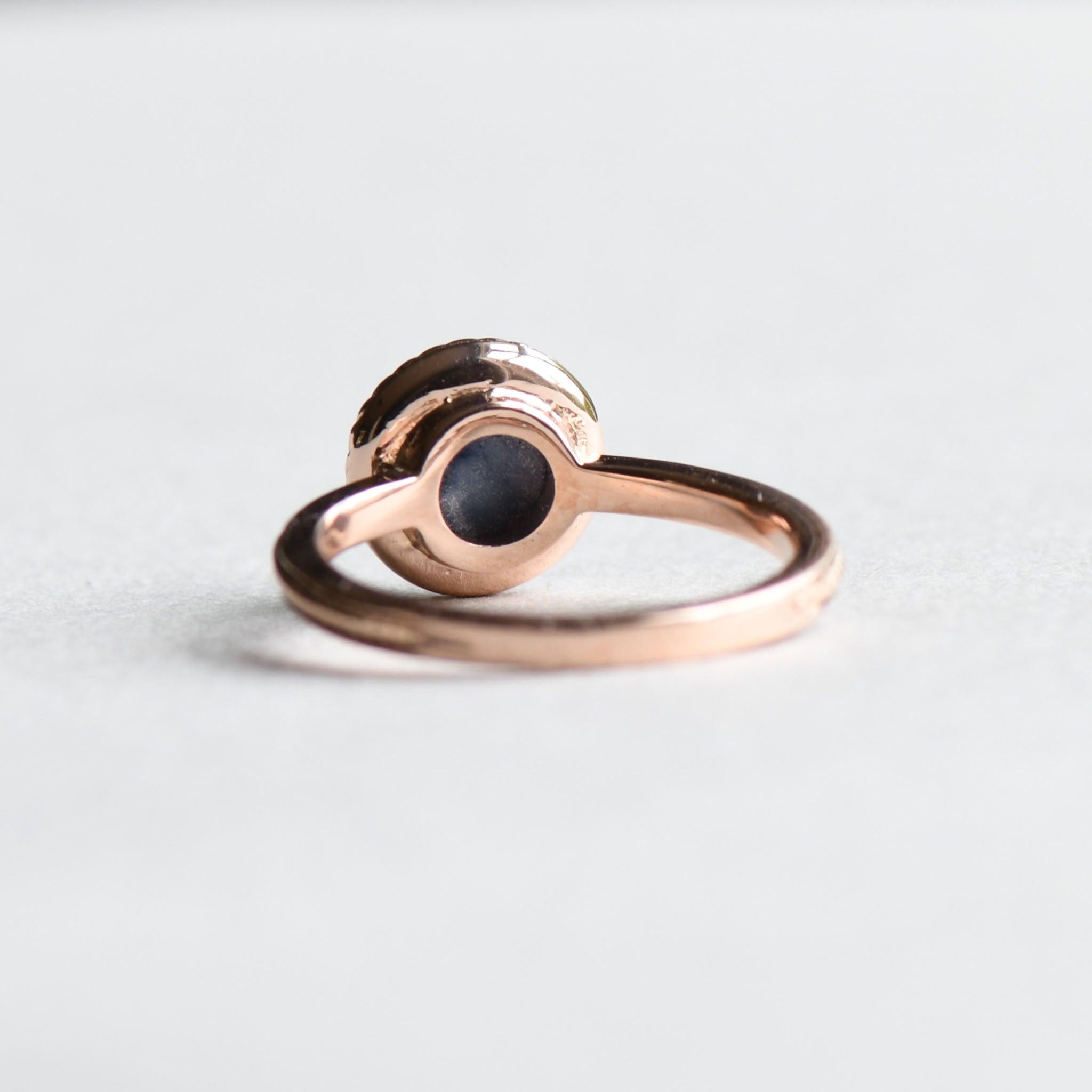 For Sale:  Blue Star Sapphire Ring, 14 Karat Rose Gold Sapphire Ring 3