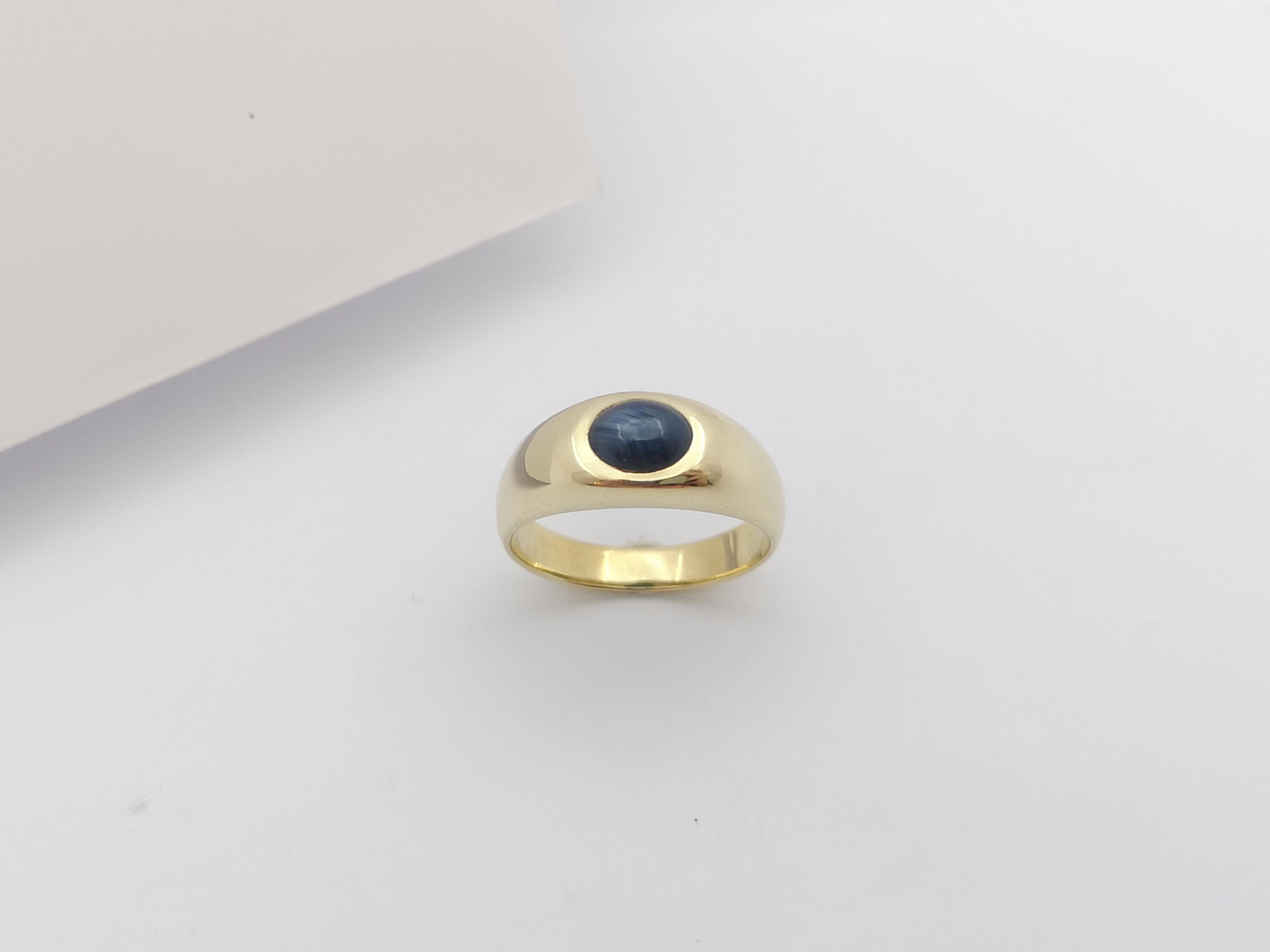 Blue Star Sapphire Ring Set in 14 Karat Gold Settings  For Sale 1