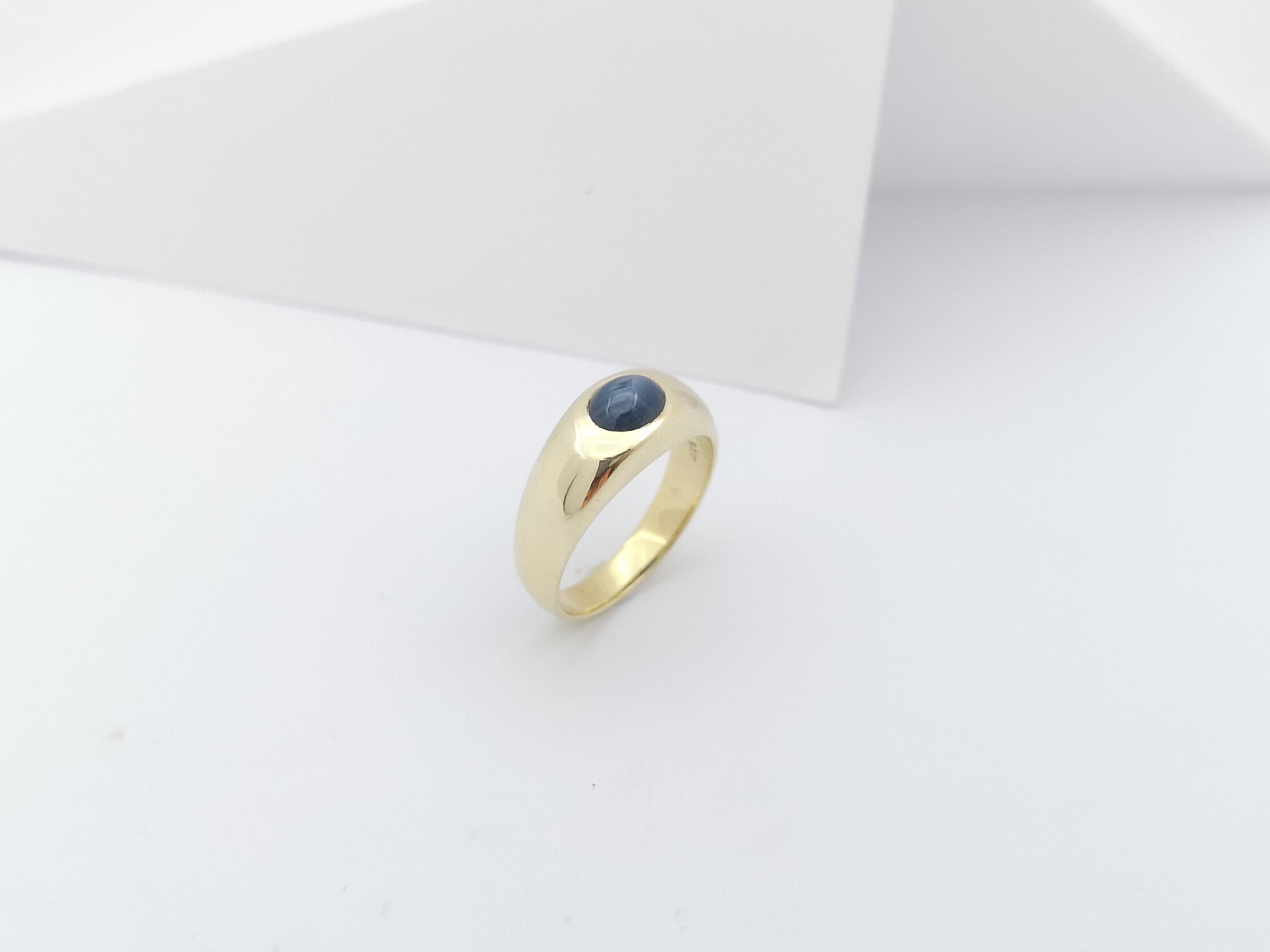 Blue Star Sapphire Ring Set in 14 Karat Gold Settings  For Sale 2