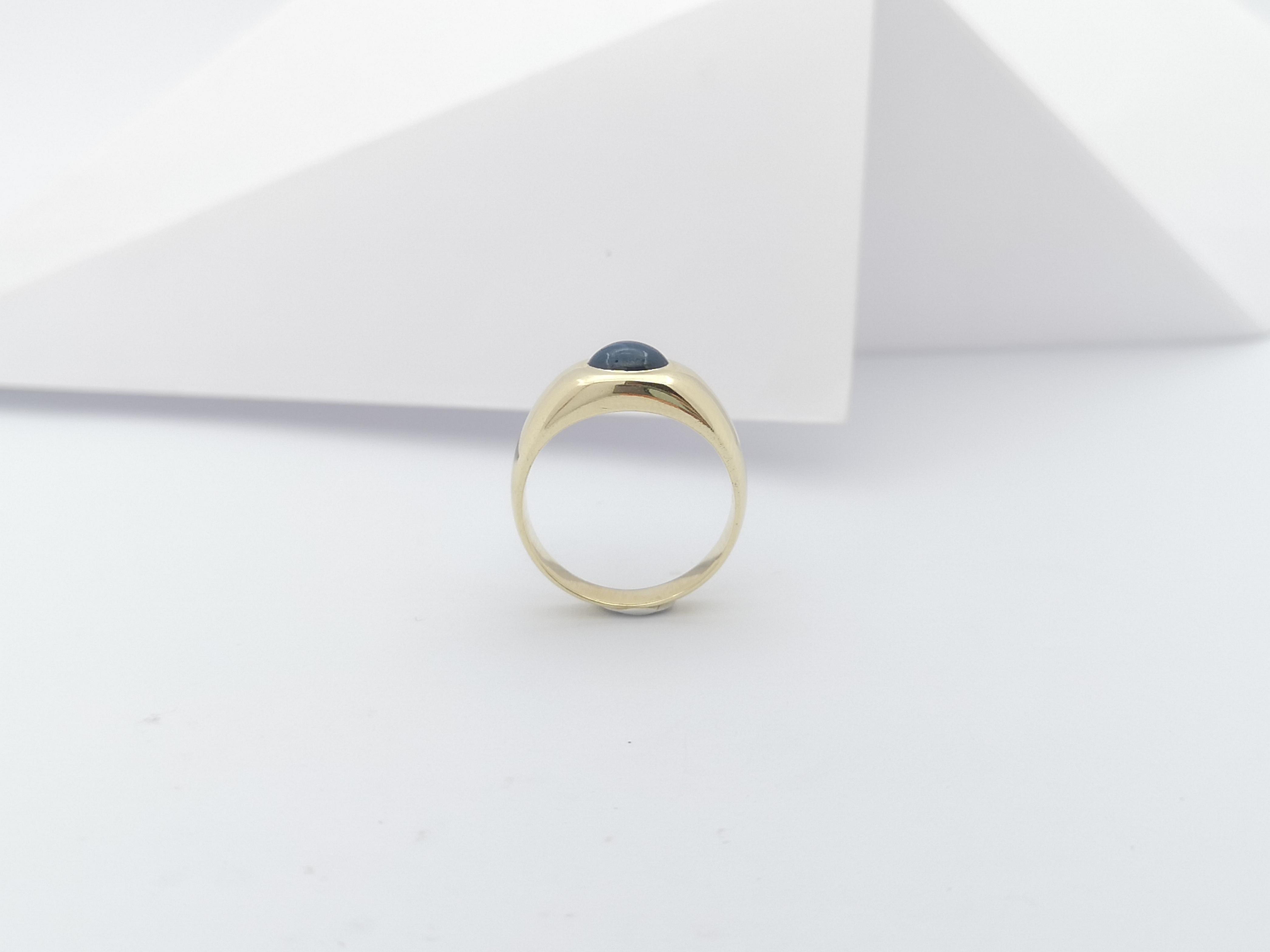 Blue Star Sapphire Ring Set in 14 Karat Gold Settings  For Sale 4