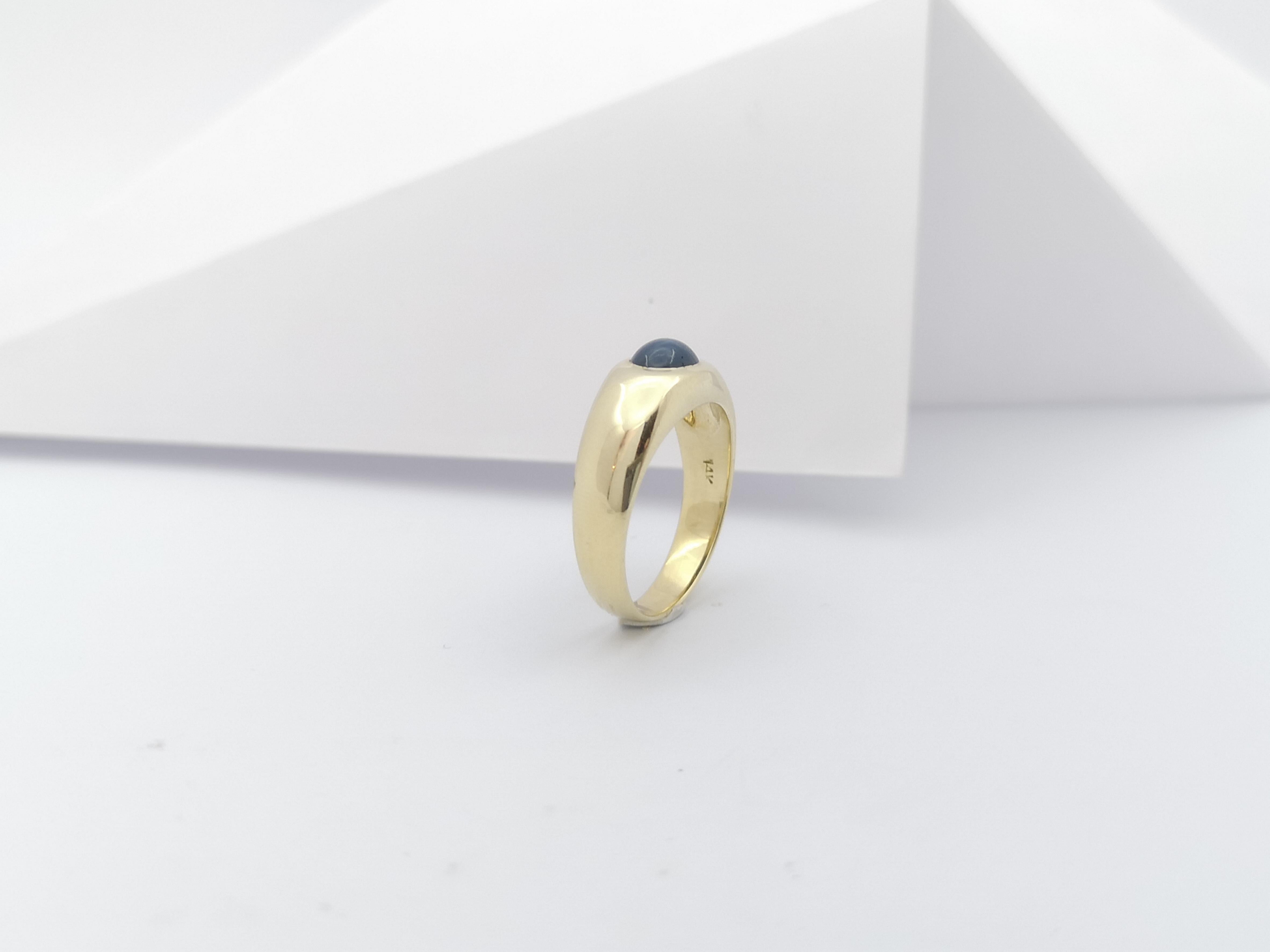Blue Star Sapphire Ring Set in 14 Karat Gold Settings  For Sale 5