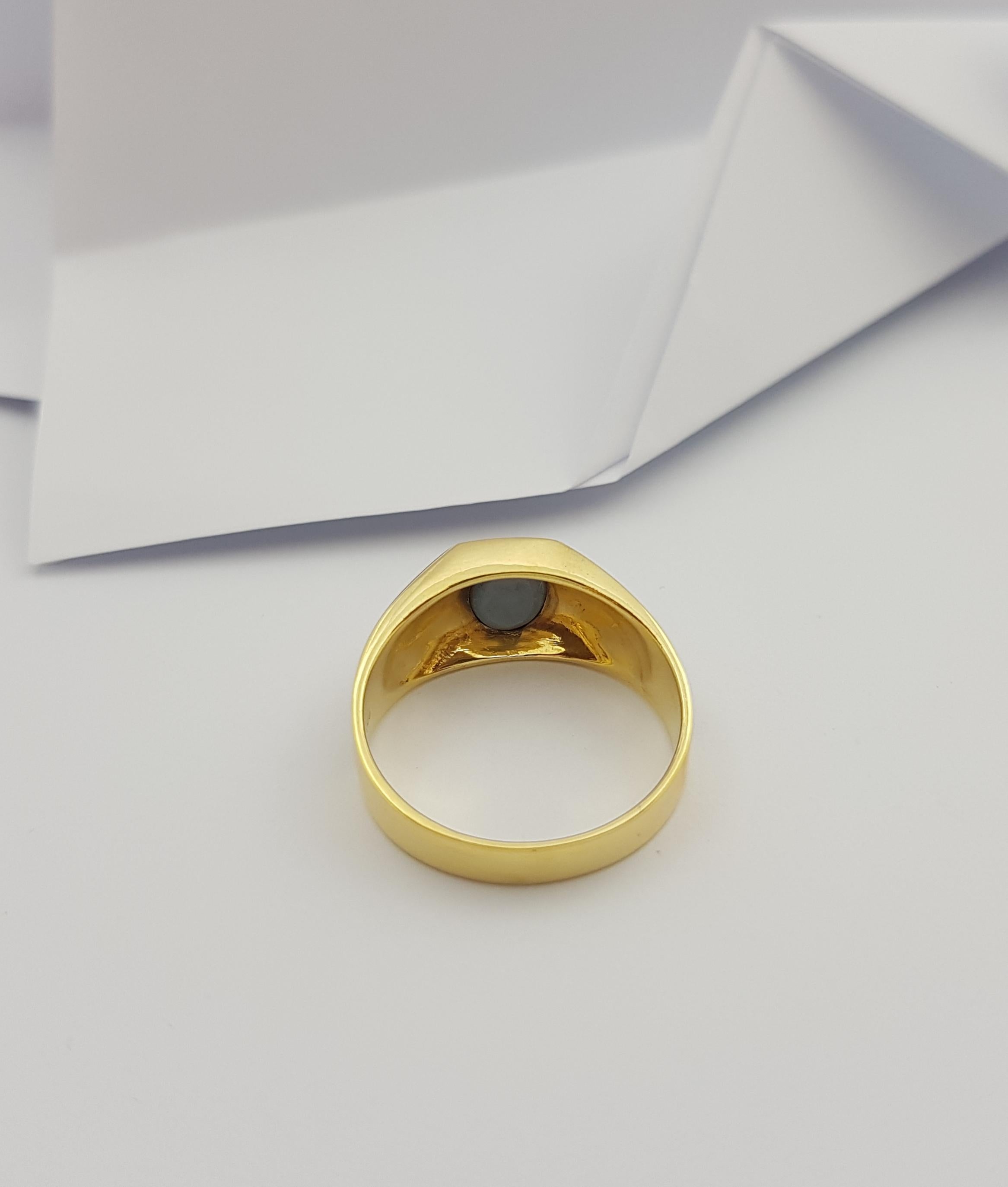Blue Star Sapphire Ring Set in 14 Karat Gold Settings For Sale 6
