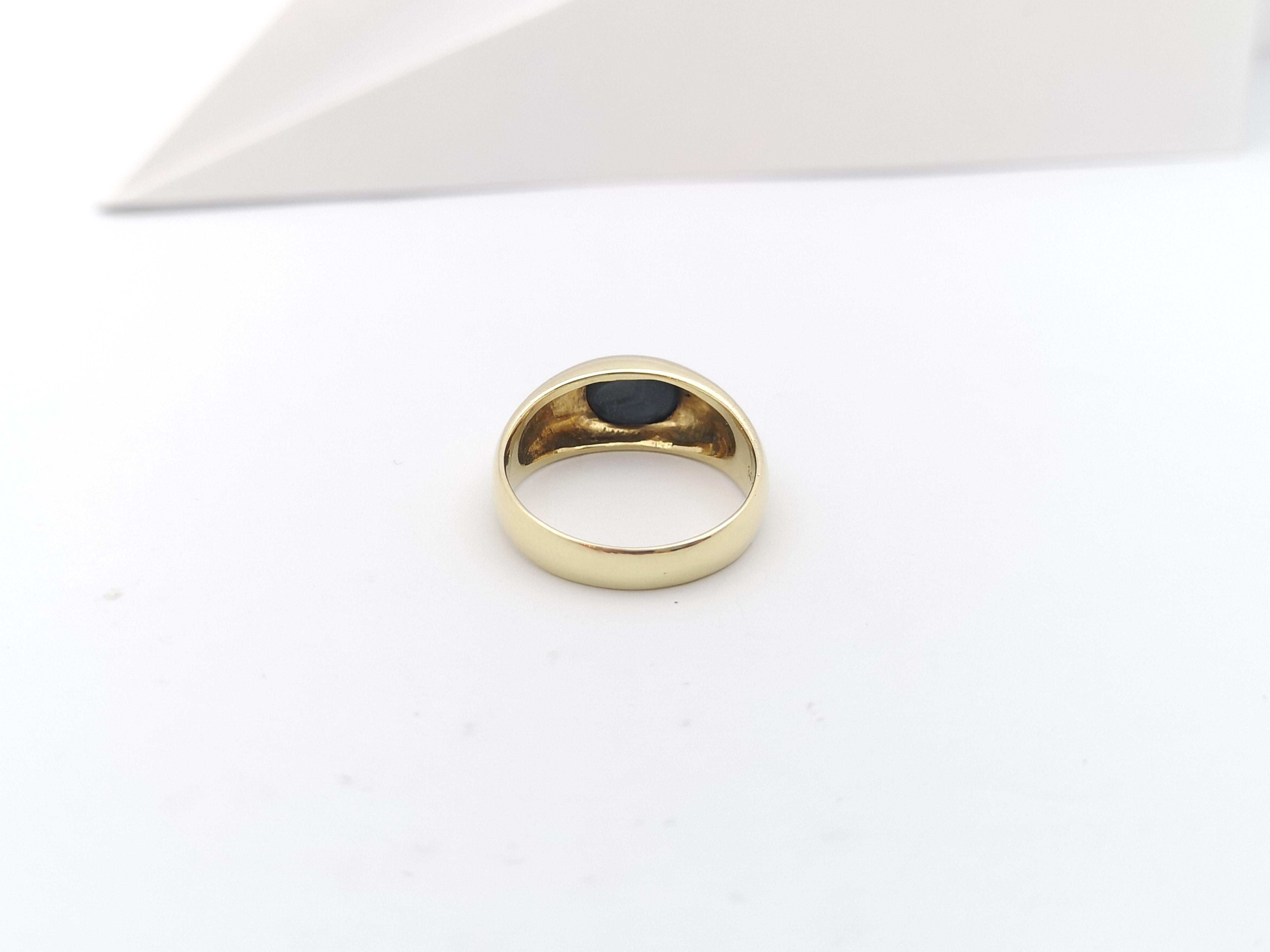 Blue Star Sapphire Ring Set in 14 Karat Gold Settings  In New Condition For Sale In Bangkok, TH