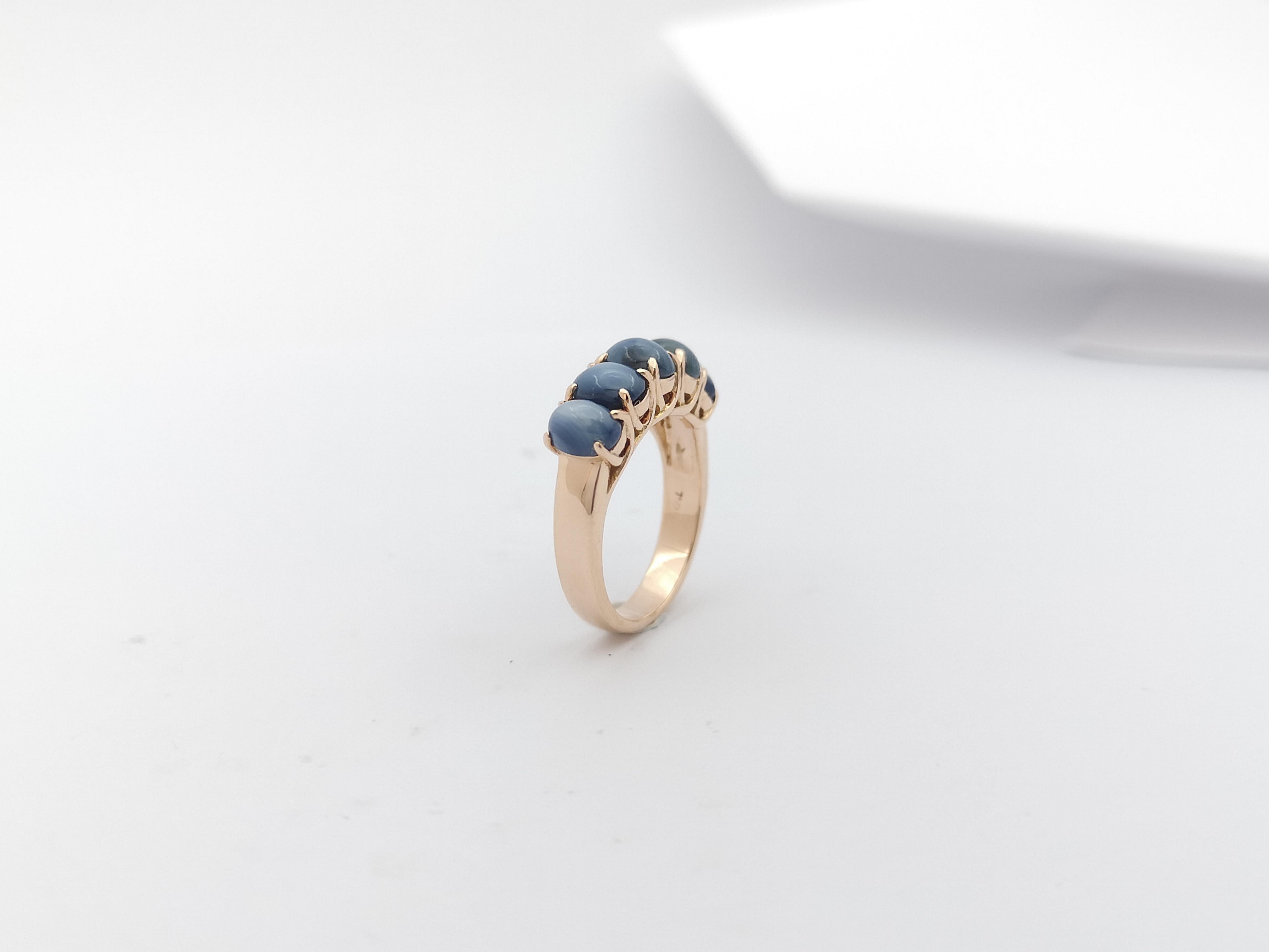 Blue Star Sapphire  Ring Set in 18 Karat Rose Gold Settings For Sale 8