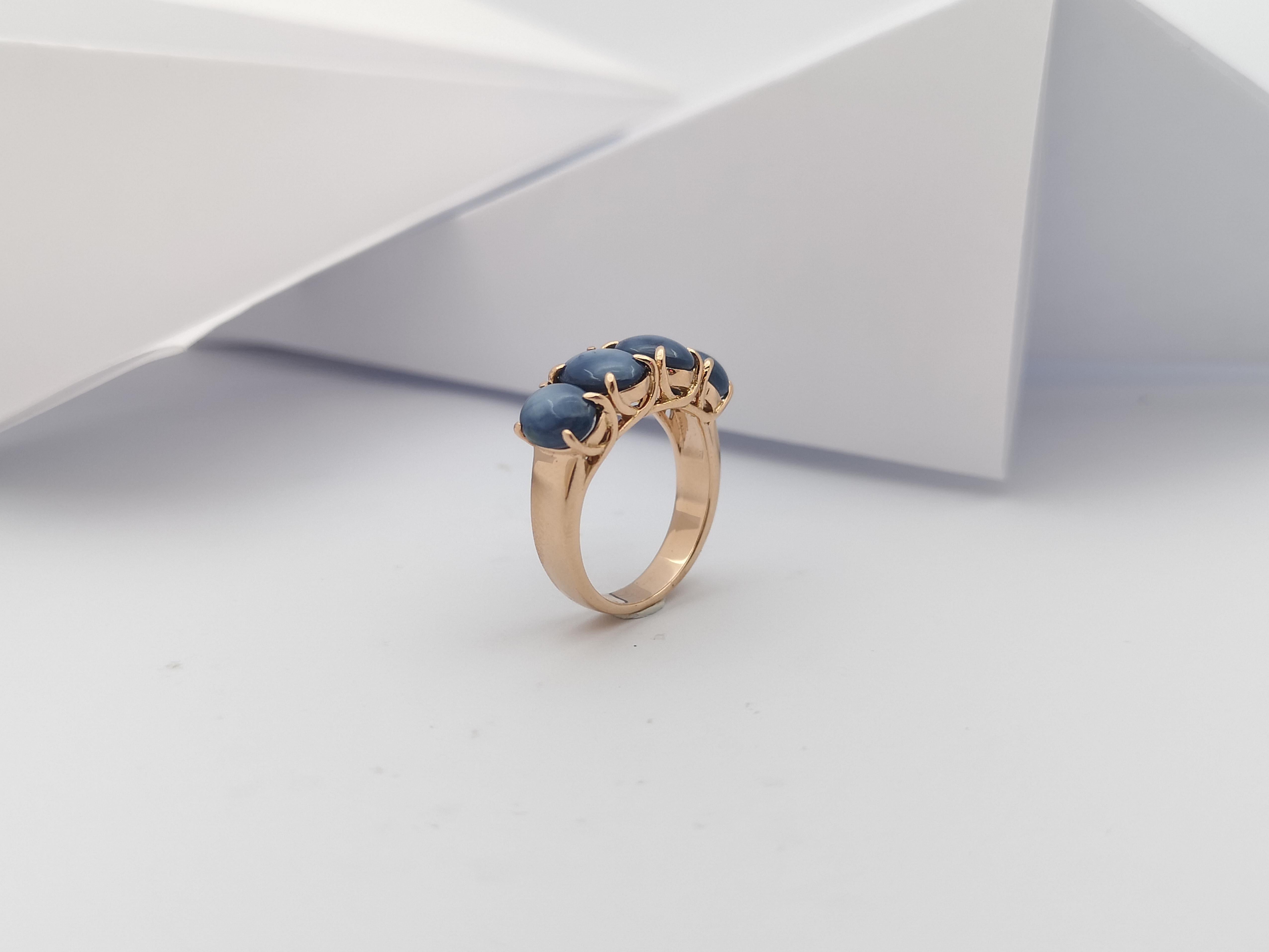 Blue Star Sapphire Ring Set in 18 Karat Rose Gold Settings For Sale 10