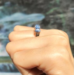 Blue Star Sapphire  Ring Set in 18 Karat Rose Gold Settings